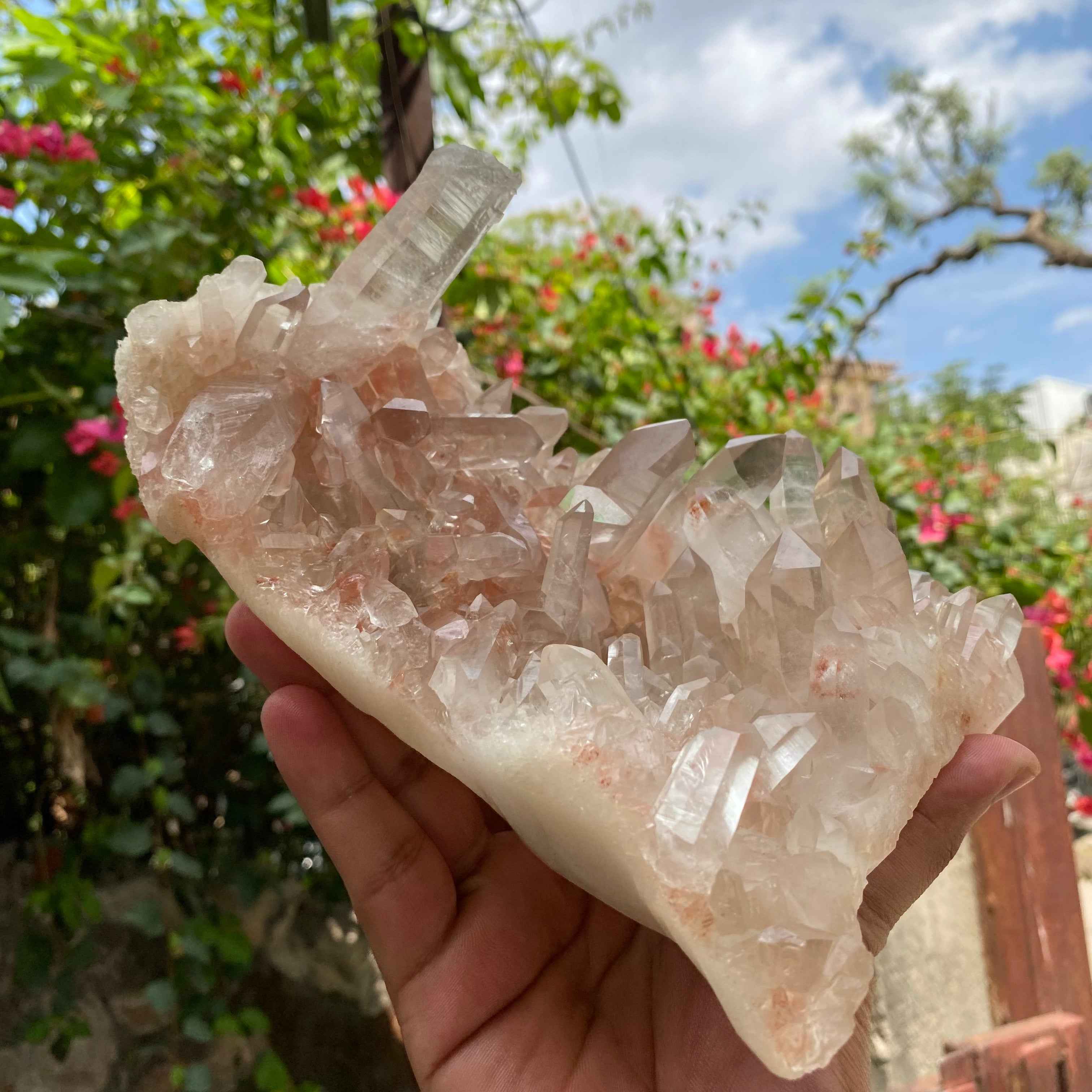 Pink Samadhi Quartz Crystal Cluster Healing Energy Himalayan Display Stone