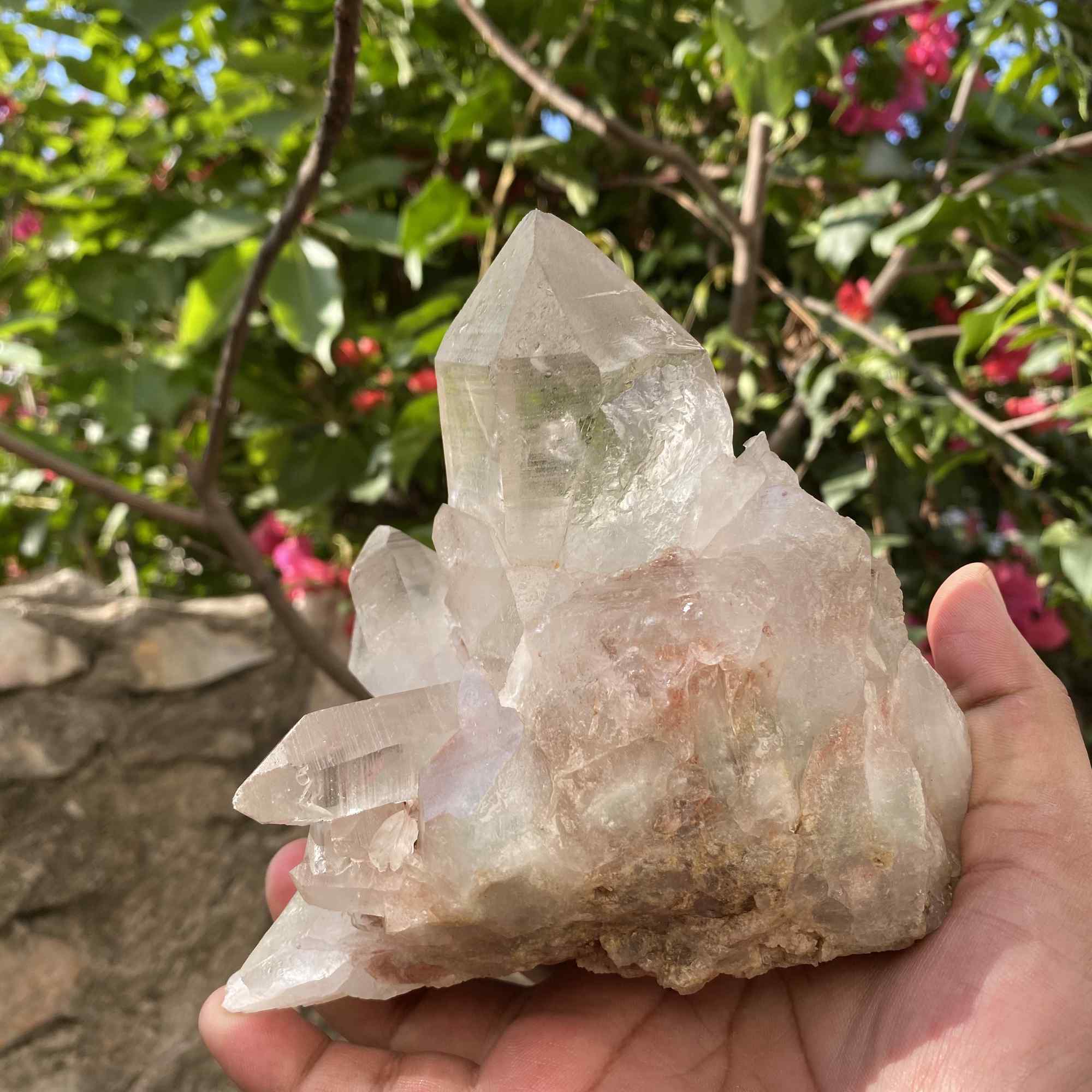 Natural Himalayan Pink Quartz Cluster Raw Mineral Specimen