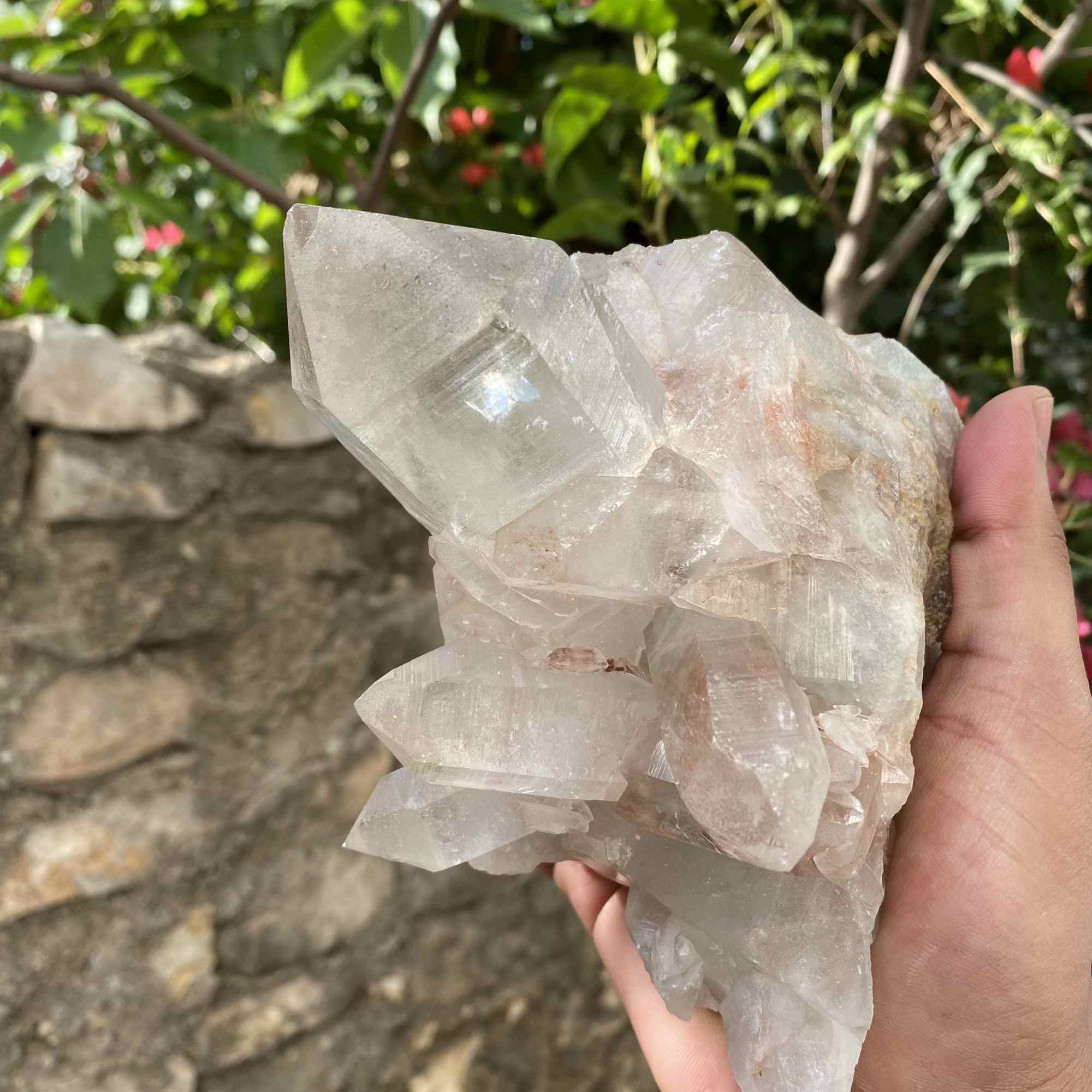 Natural Himalayan Pink Quartz Cluster Raw Mineral Specimen