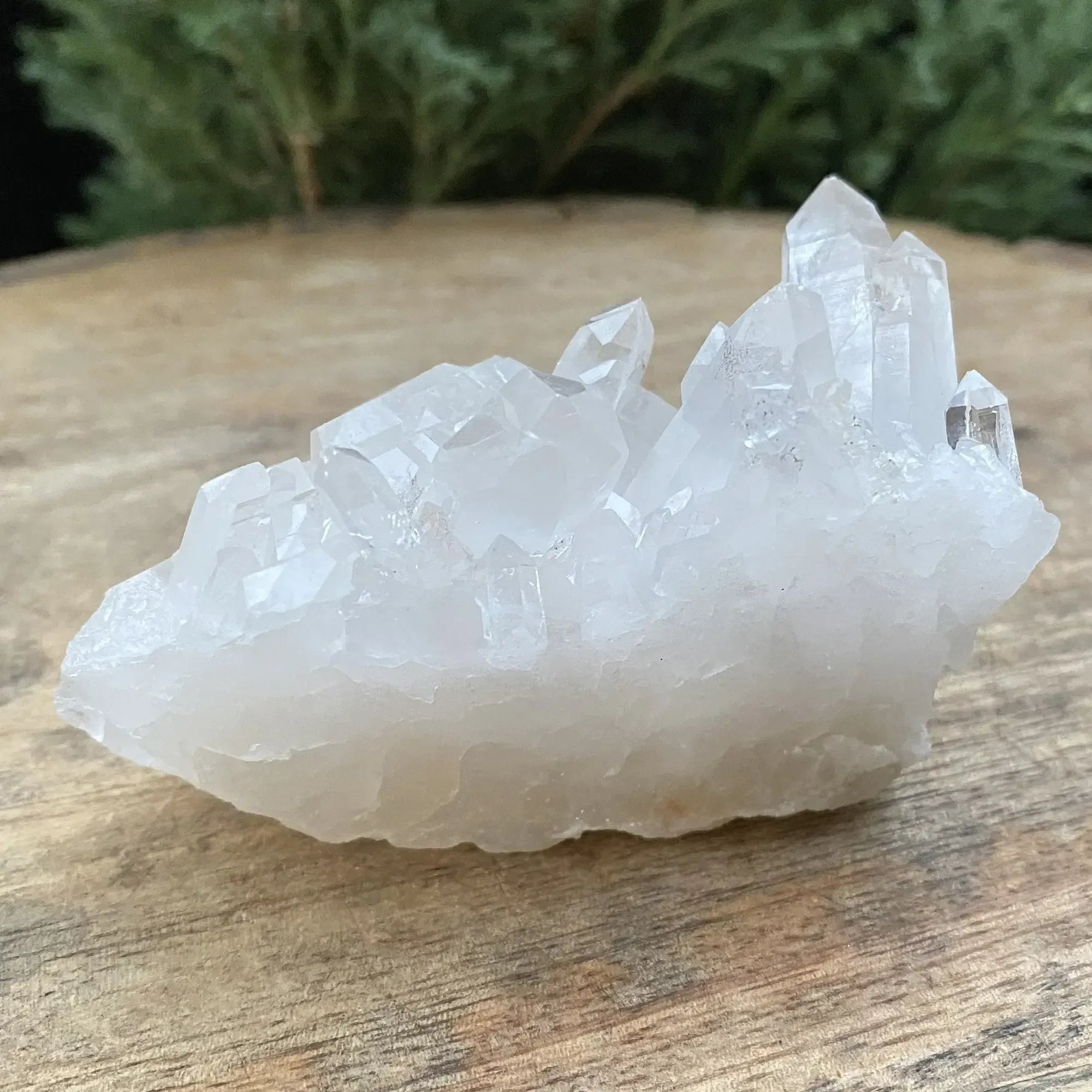 White Samadhi Himalayan Quartz crystal cluster from Himalya Quartz, raw healing collector display piece with natural crystal formations.
