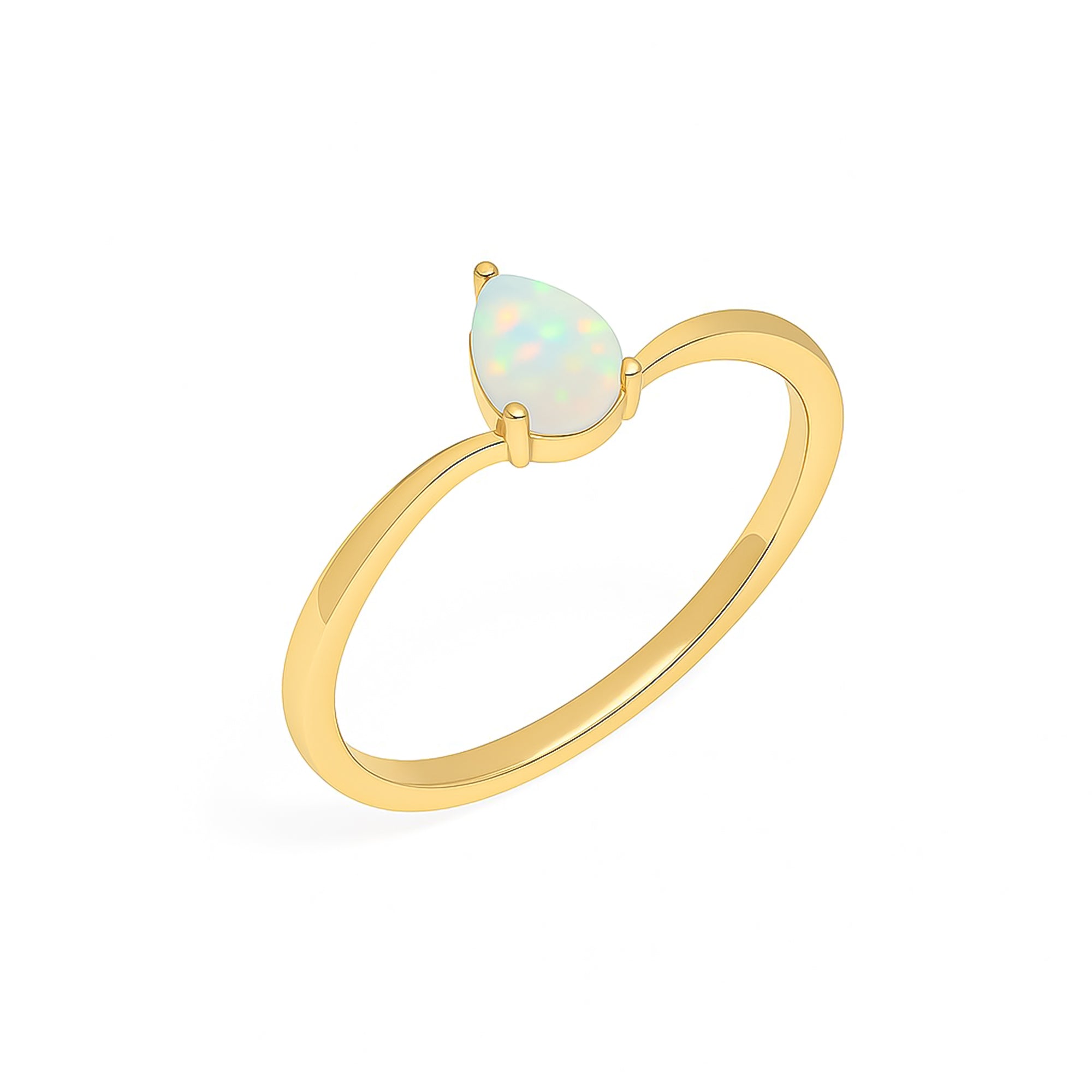 Pear-shaped Ethiopian opal gemstone ring in 925 sterling silver, handmade teardrop design for women by Himalya Quartz