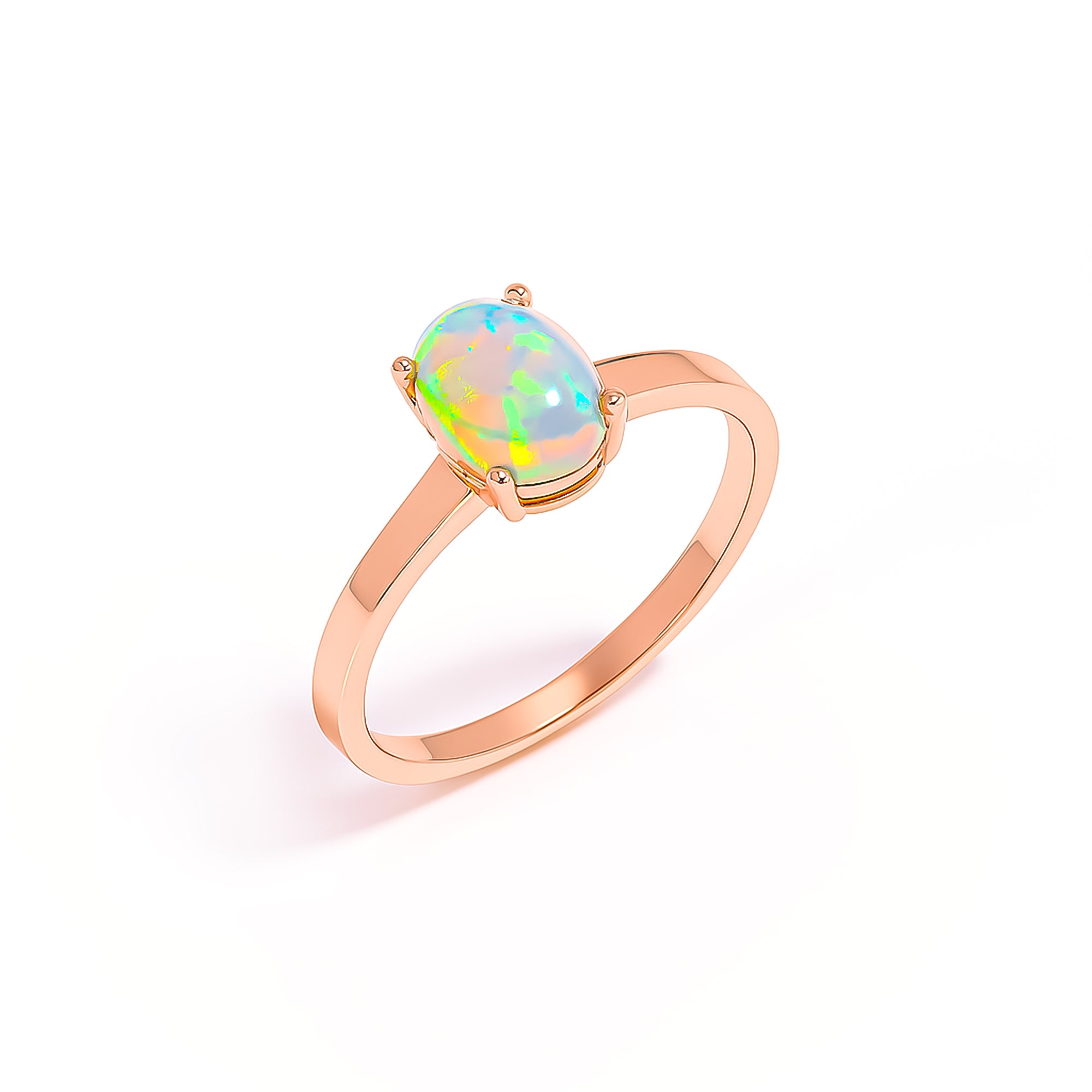 Ethiopian opal ring with 7x9mm and 8x10mm oval stones in sterling silver, bold handmade cocktail ring by Himalya Quartz.