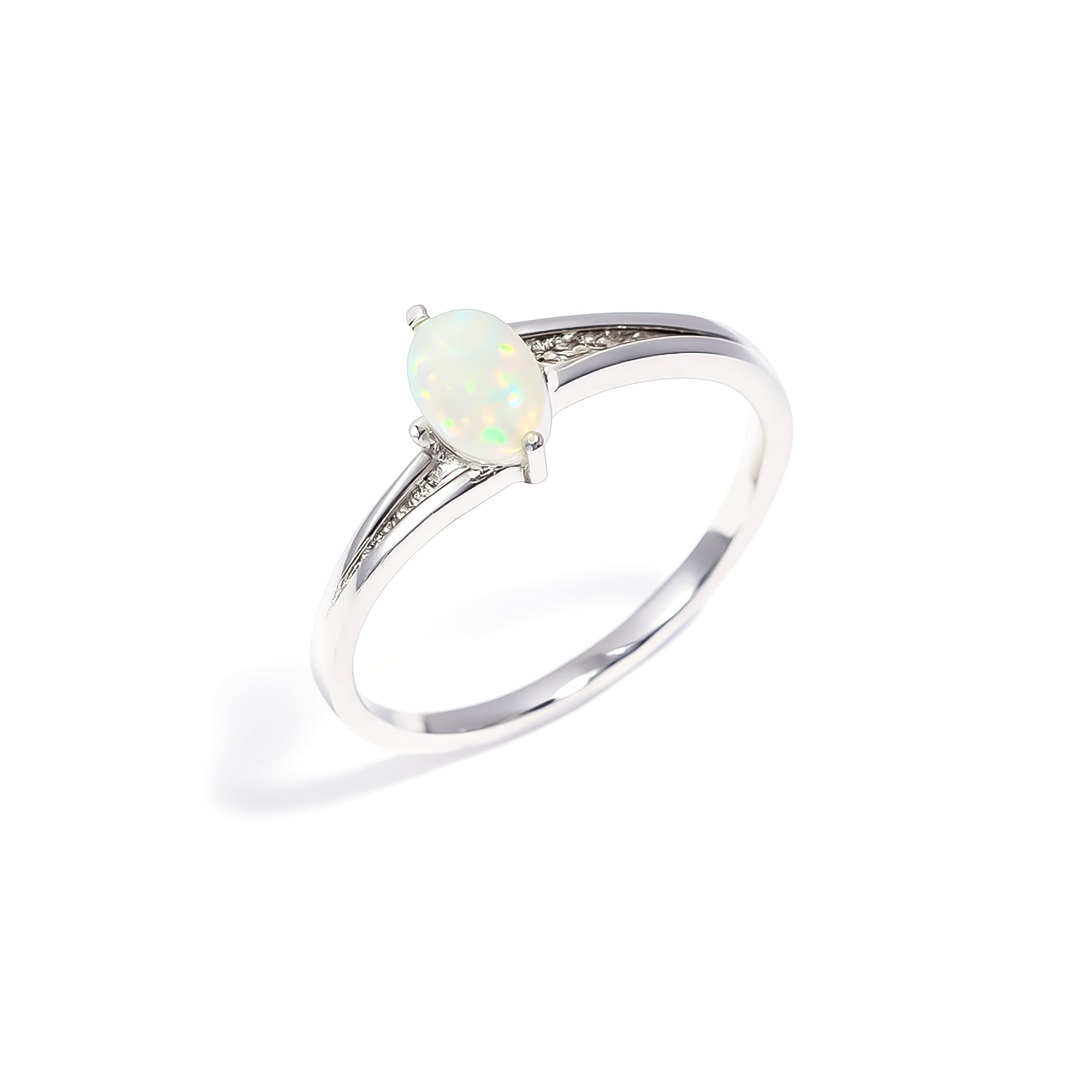 Minimal Oval Ethiopian Opal Ring 4x6mm 925 Sterling Silver Handmade Everyday Gemstone Jewelry