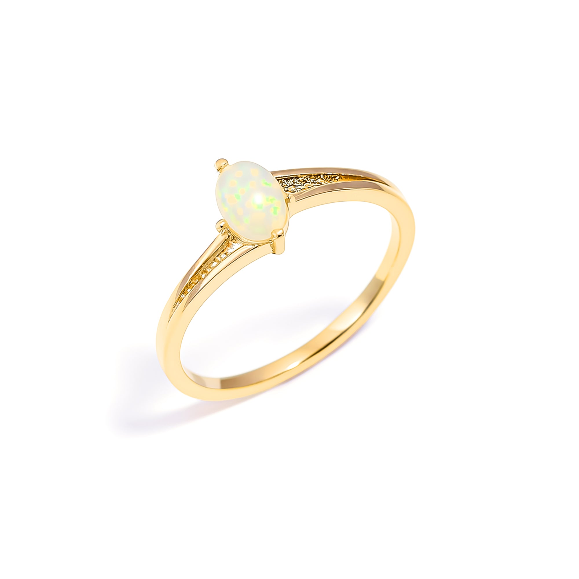 Sterling silver minimal oval Ethiopian opal ring with 4x6mm gemstone, handcrafted jewelry by Himalya Quartz.