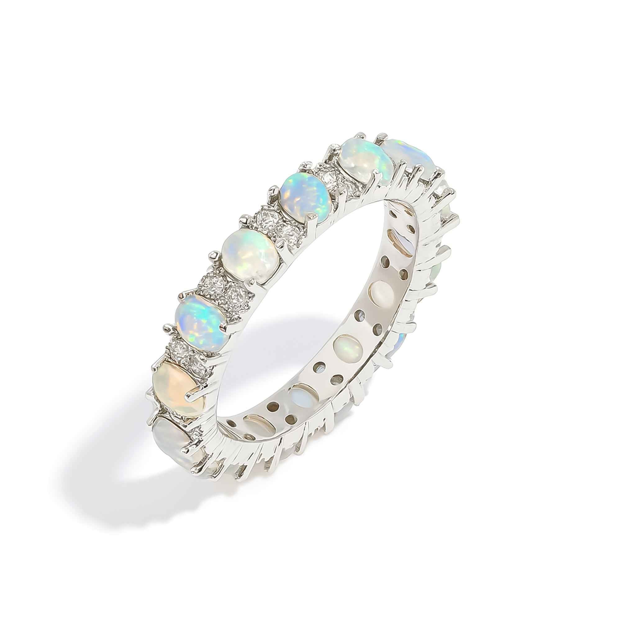 Ethiopian Opal Cluster Ring 3x4mm Oval 925 Sterling Silver Multi Stone Handmade Jewelry