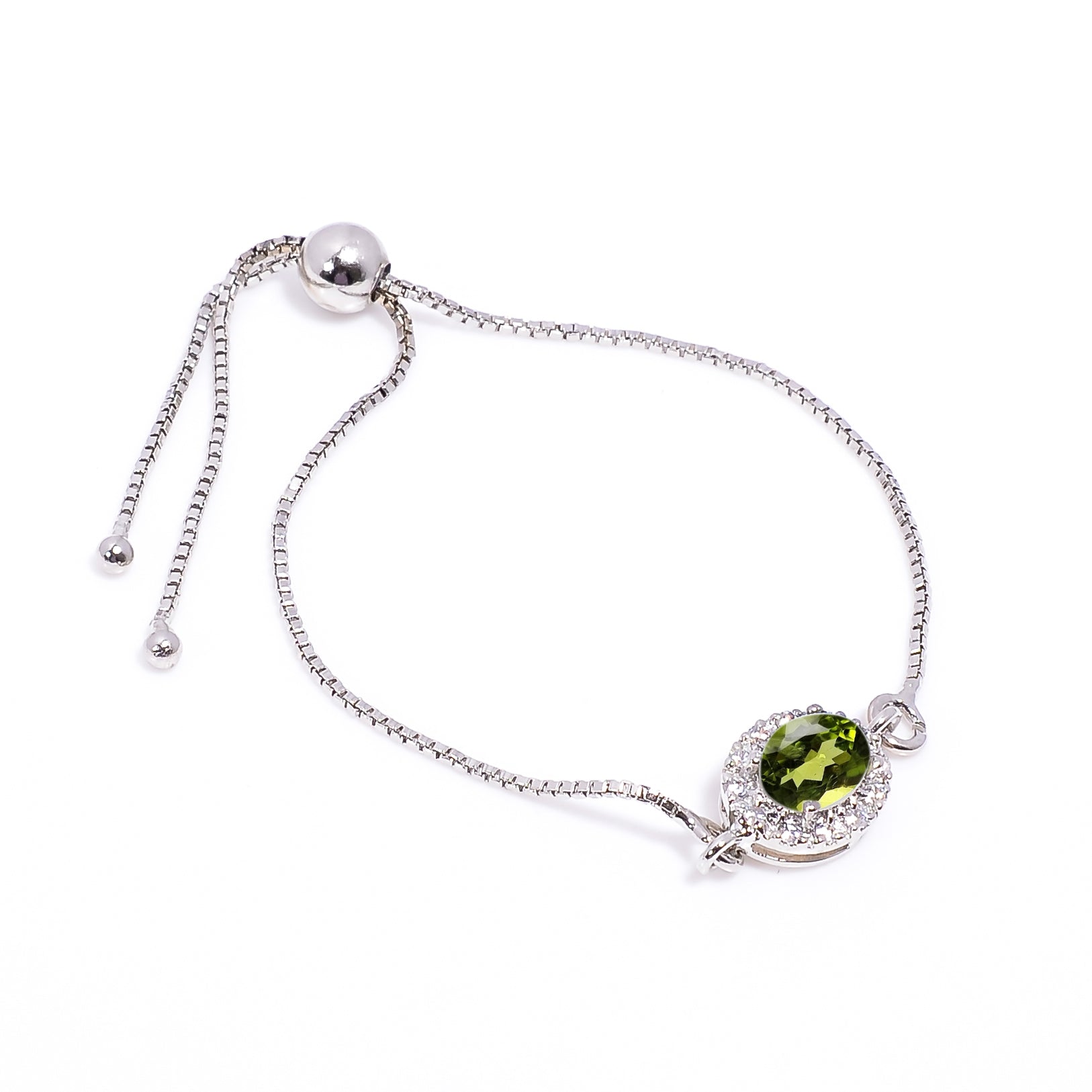 Peridot Silver Bracelet – Oval Cut 6×8 mm