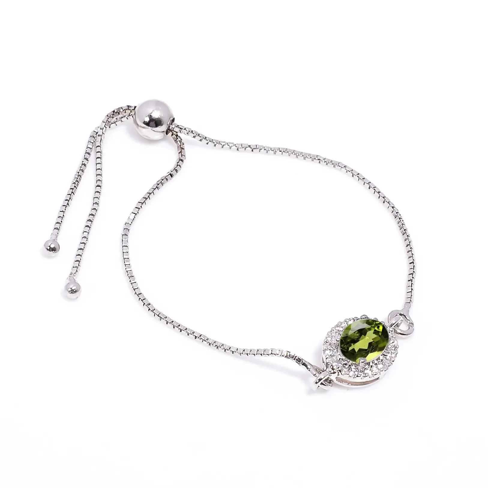 Peridot Silver Bracelet – Oval Cut 6×8 mm Gemstone Bracelets