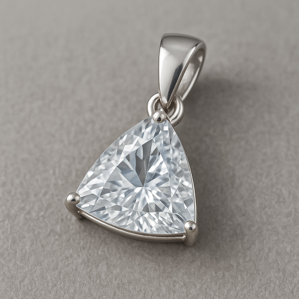 Sterling Silver Petalite Pendant – 10mm Faceted Triangle Gemstone