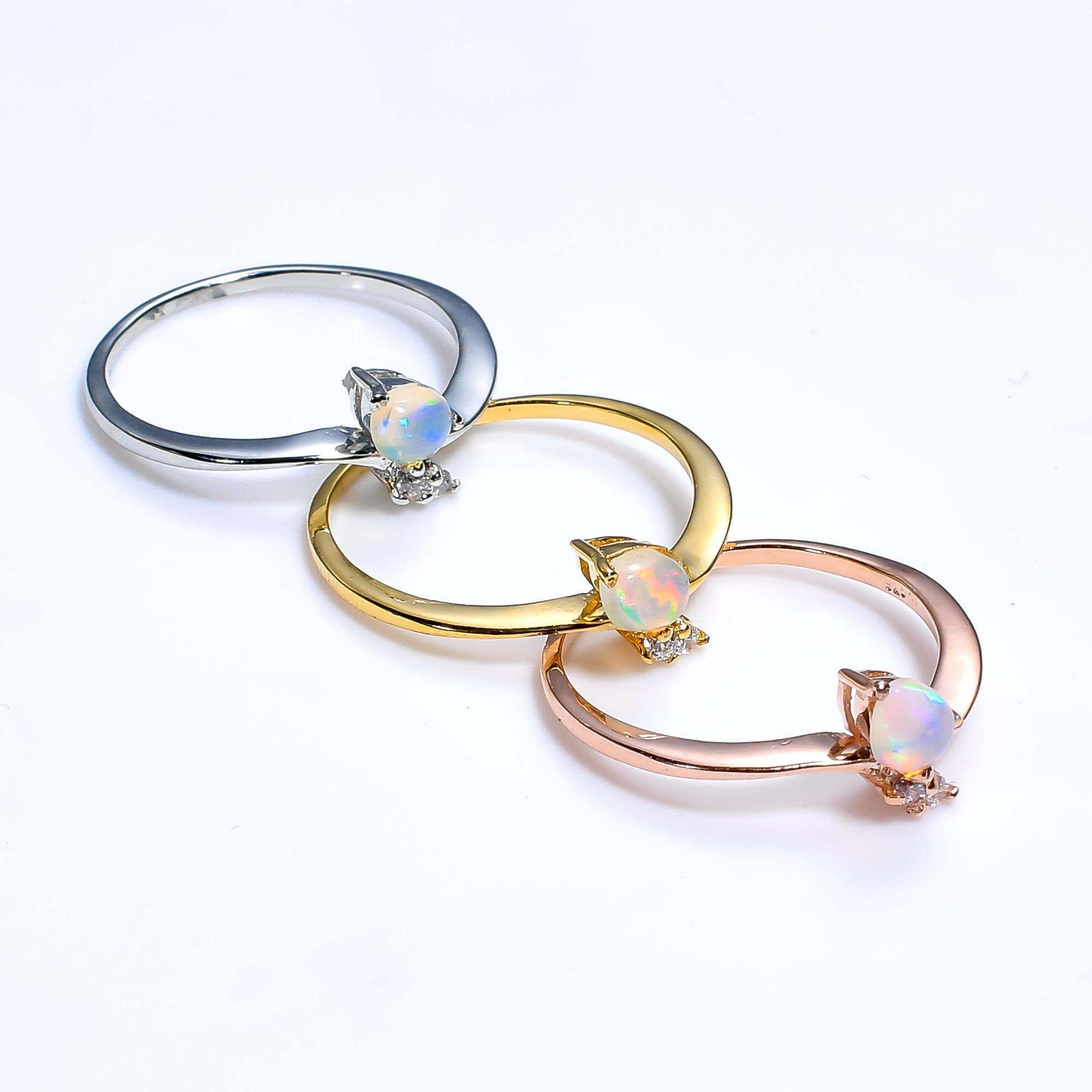 Natural Ethiopian Opal Zircon ring in 925 sterling silver, pear cut minimalist gemstone ring for women by Himalya Quartz