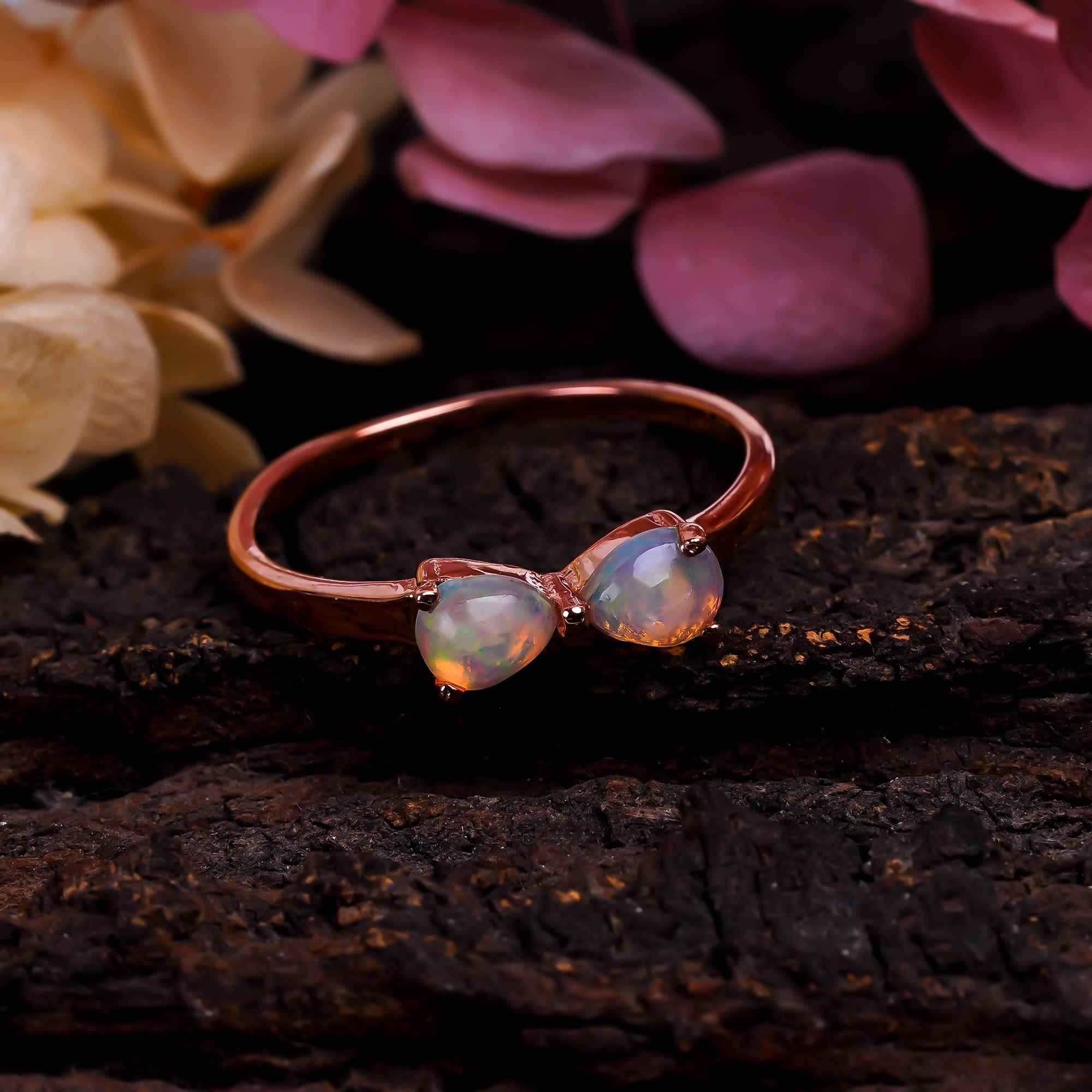Natural Ethiopian Opal Ring in 925 Sterling Silver, Pear Opal Minimalist Ring, Handmade Gemstone Jewelry Gift