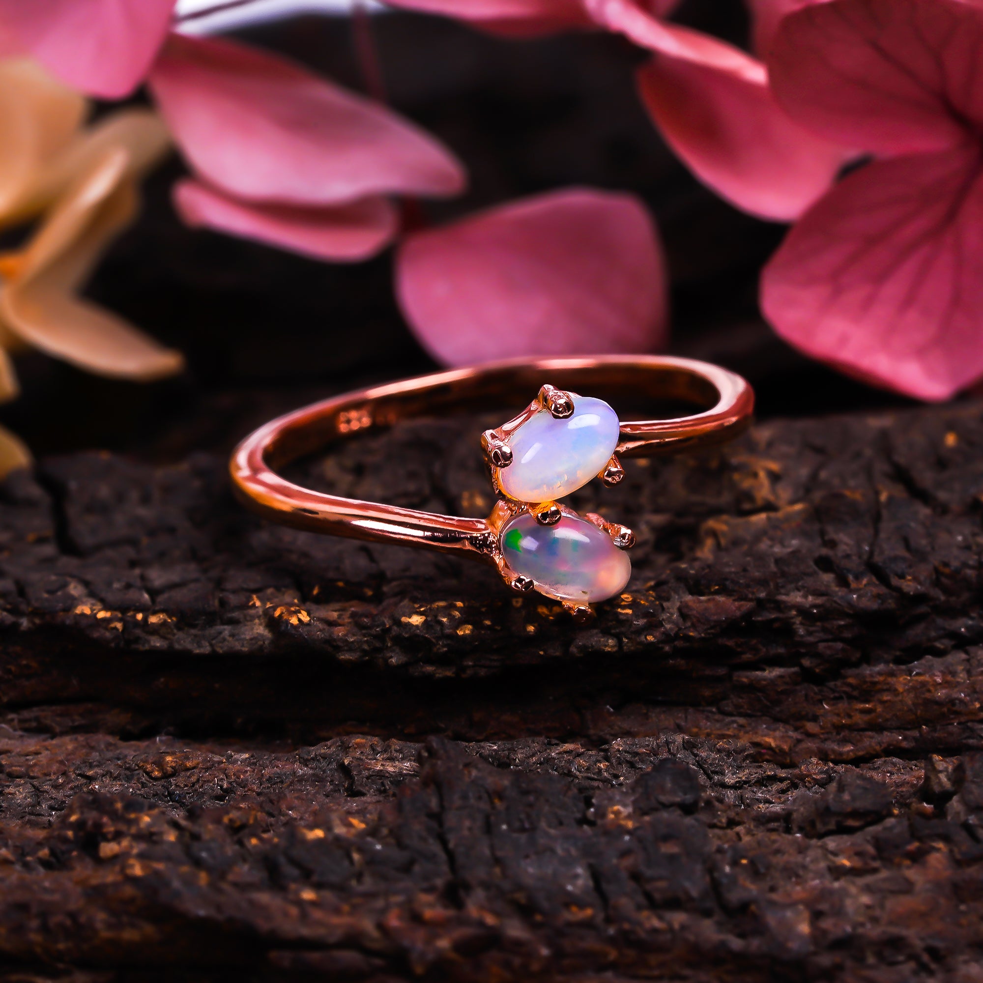Natural Ethiopian opal oval ring in 925 sterling silver with 3x5mm opal, minimalist design, perfect for women.