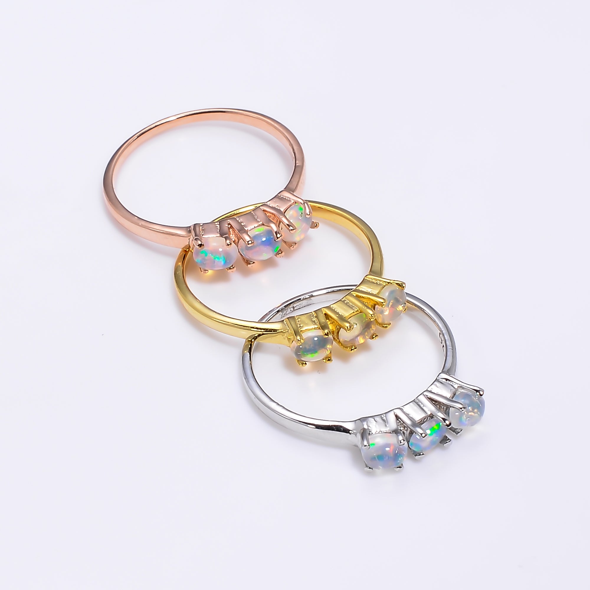 Oval Ethiopian Opal ring in 925 sterling silver with a 3x4mm natural opal, handmade women's opal ring by Himalya Quartz