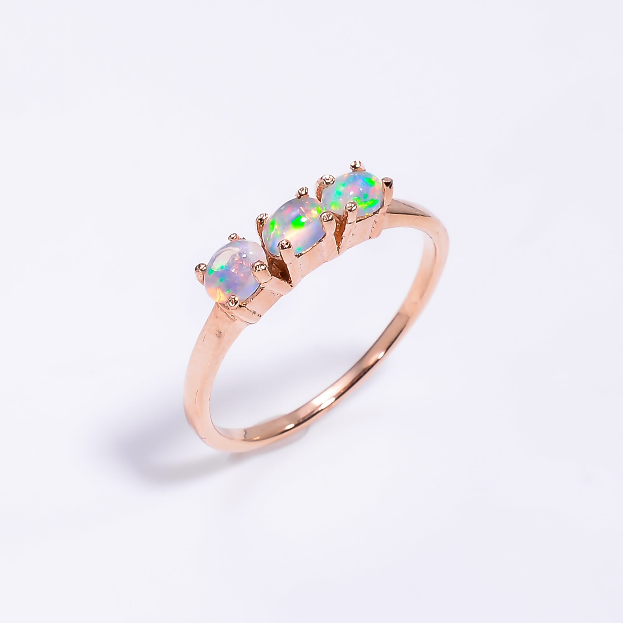 Oval Ethiopian Opal ring in 925 sterling silver with a 3x4mm natural opal, handcrafted jewelry for women.