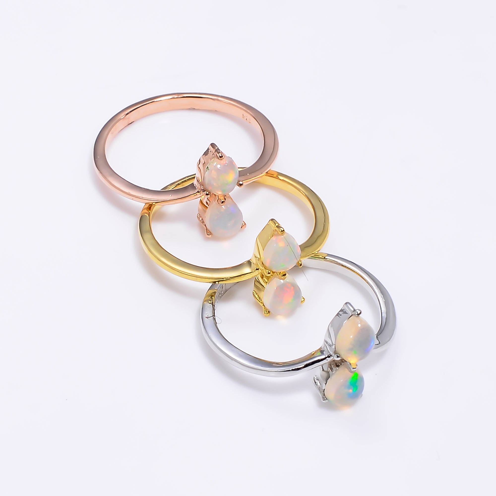 Ethiopian opal ring by Himalya Quartz featuring a 3x5mm natural opal set in sterling silver, elegant women's jewelry.