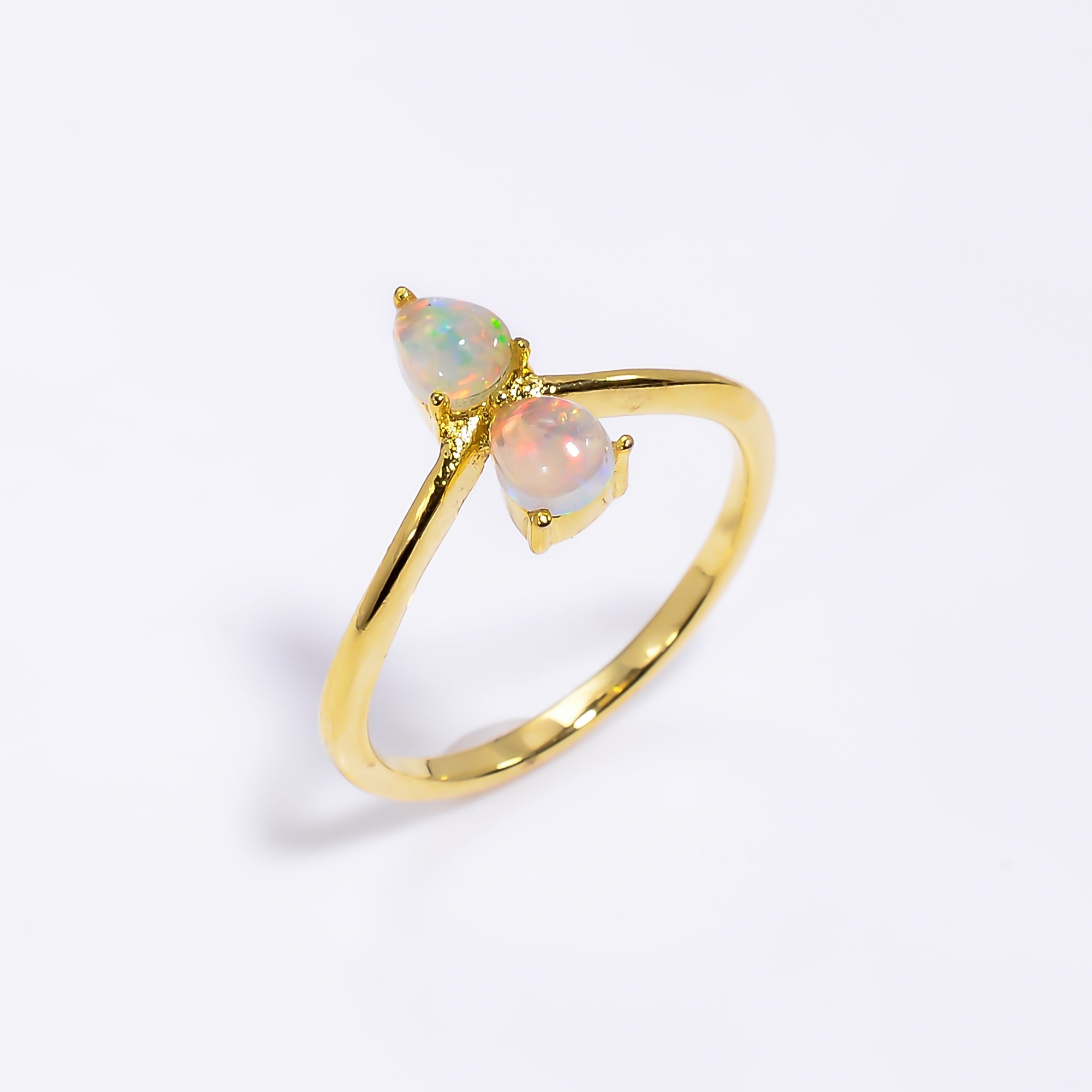 Ethiopian opal ring in 925 sterling silver with a 3x5mm natural opal, elegant jewelry for women by Himalya Quartz.
