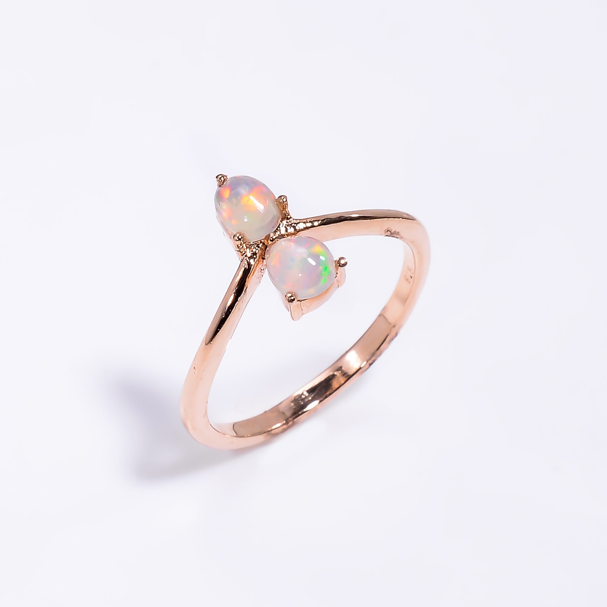 Ethiopian opal ring in 925 sterling silver featuring a 3x5mm natural opal, elegant women's opal jewelry by Himalya Quartz.