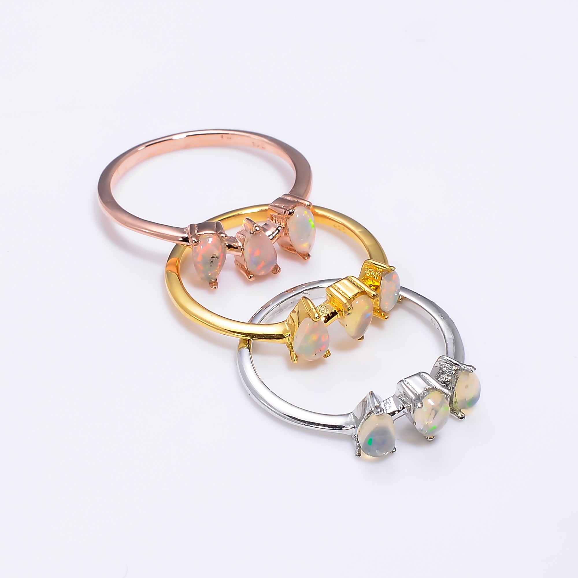 Ethiopian opal ring in 925 sterling silver with a 3x5mm opal gemstone, designed for women, by Himalya Quartz.