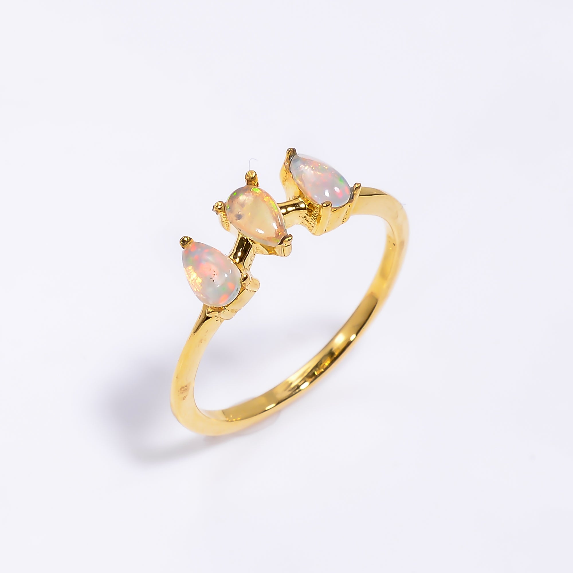 Ethiopian opal ring in 925 sterling silver with a 3x5mm opal gemstone, designed for women, by Himalya Quartz.