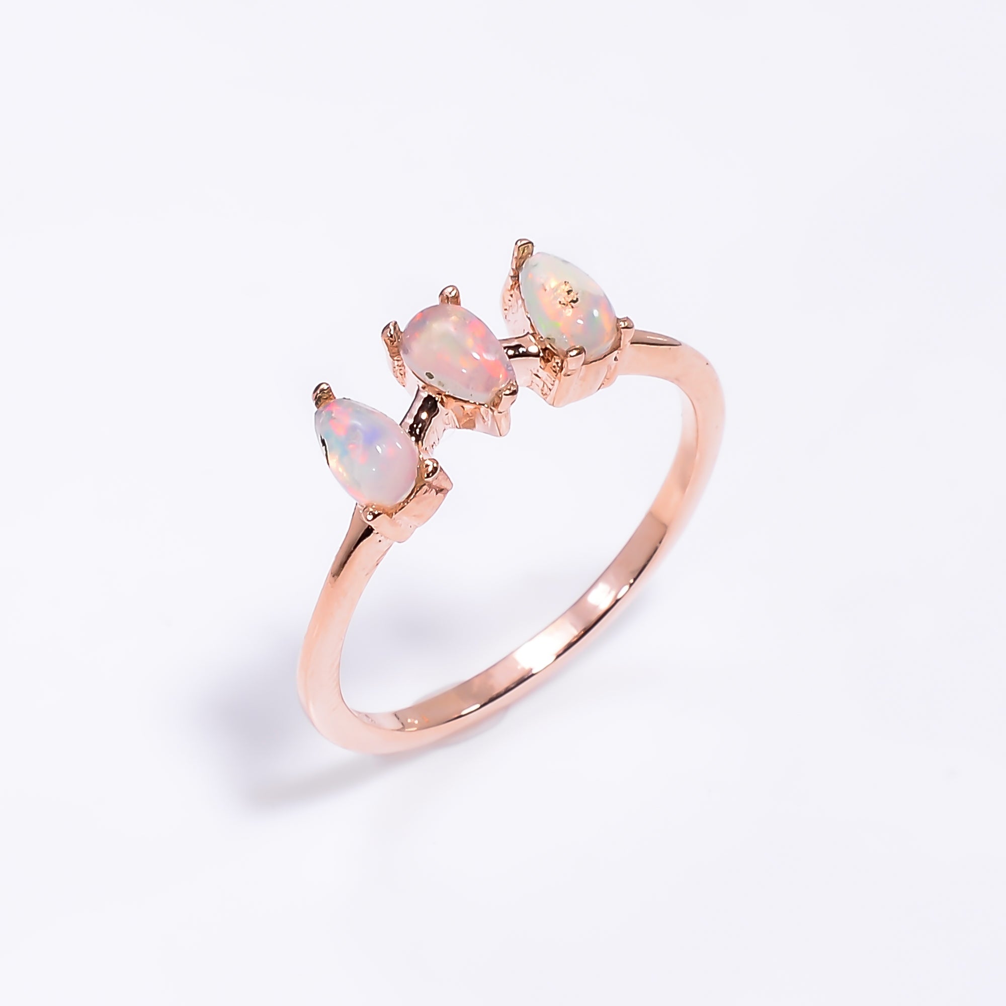 Ethiopian opal ring in 925 sterling silver with a 3x5mm opal gemstone, featuring a delicate design, perfect for women.