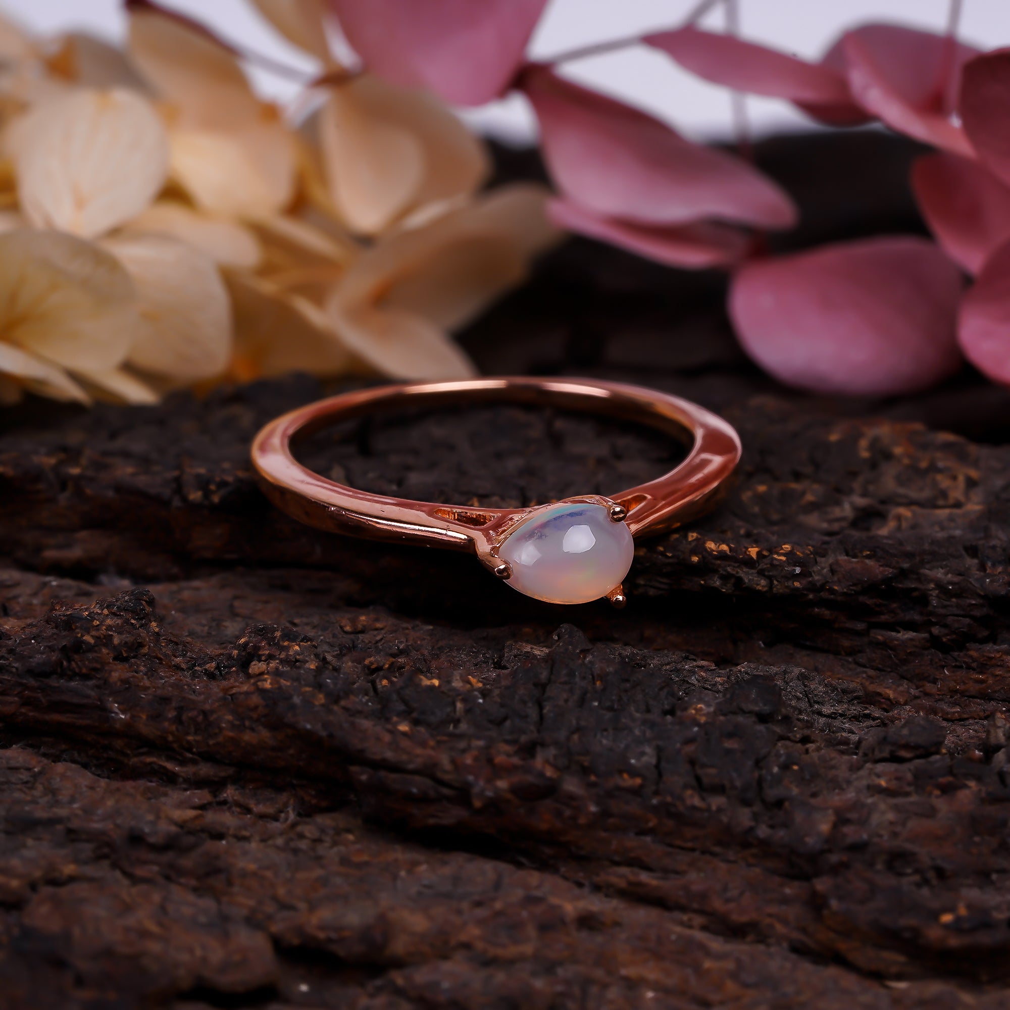 Ethiopian opal ring in 925 silver featuring a 6x4mm opal gemstone, stylish statement jewelry for women from Himalya Quartz.