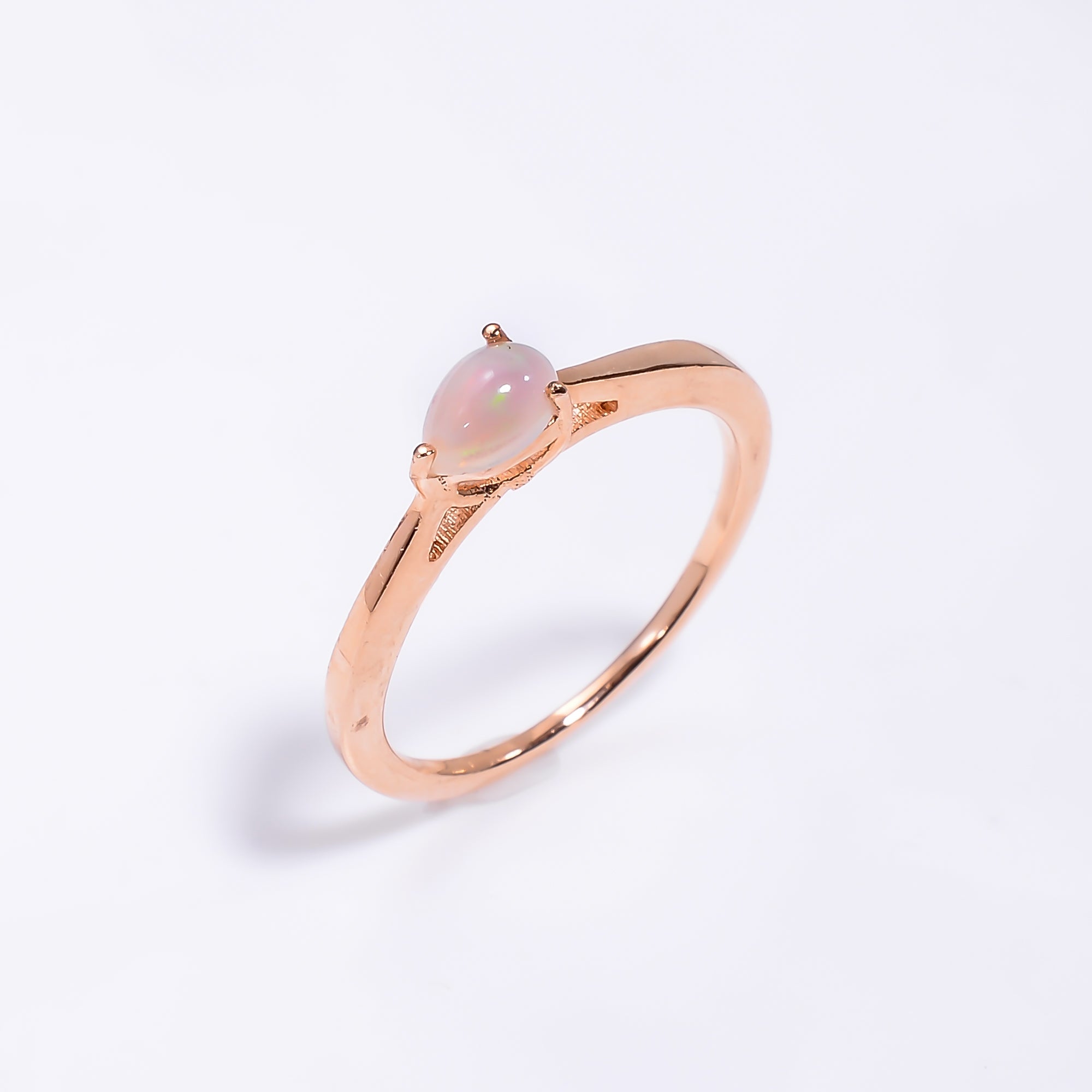 Ethiopian opal ring in 925 silver with a 6x4mm opal gemstone, stylish statement jewelry for women.