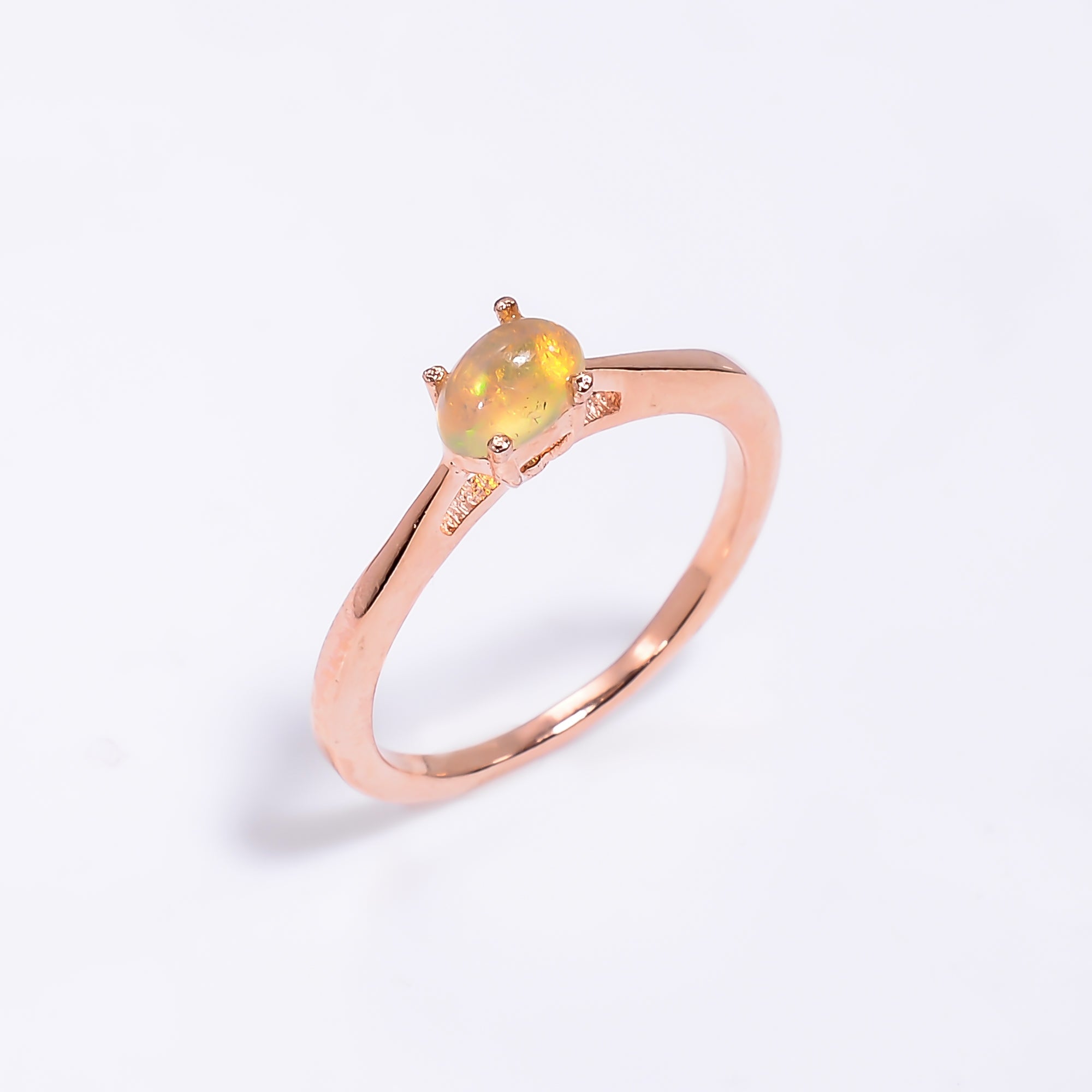 Ethiopian opal ring for women with fire opal, 925 sterling silver, featuring a natural October birthstone, by Himalya Quartz.
