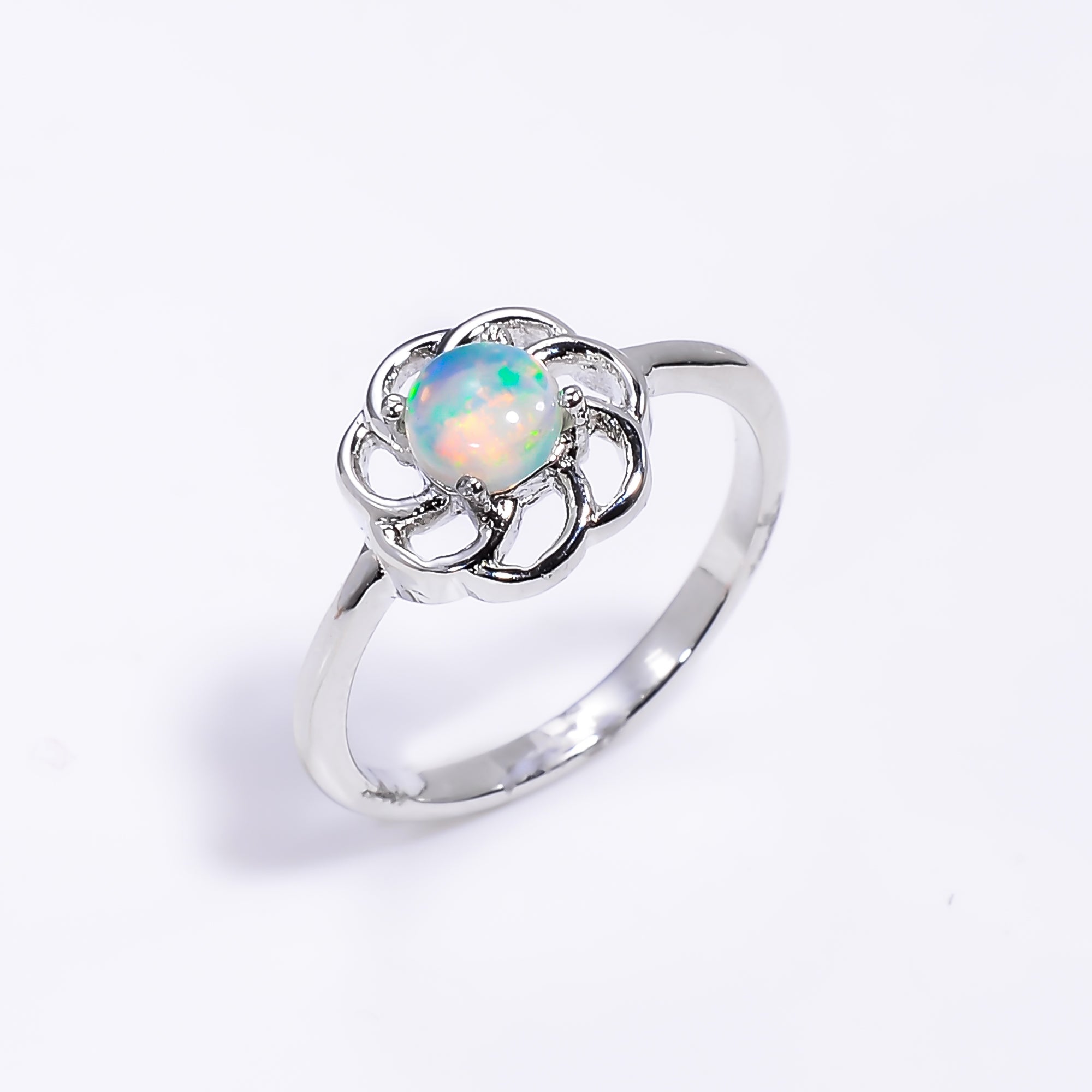 Natural Ethiopian opal 5mm stud earrings in 925 sterling silver, round opal jewelry for women by Himalya Quartz.