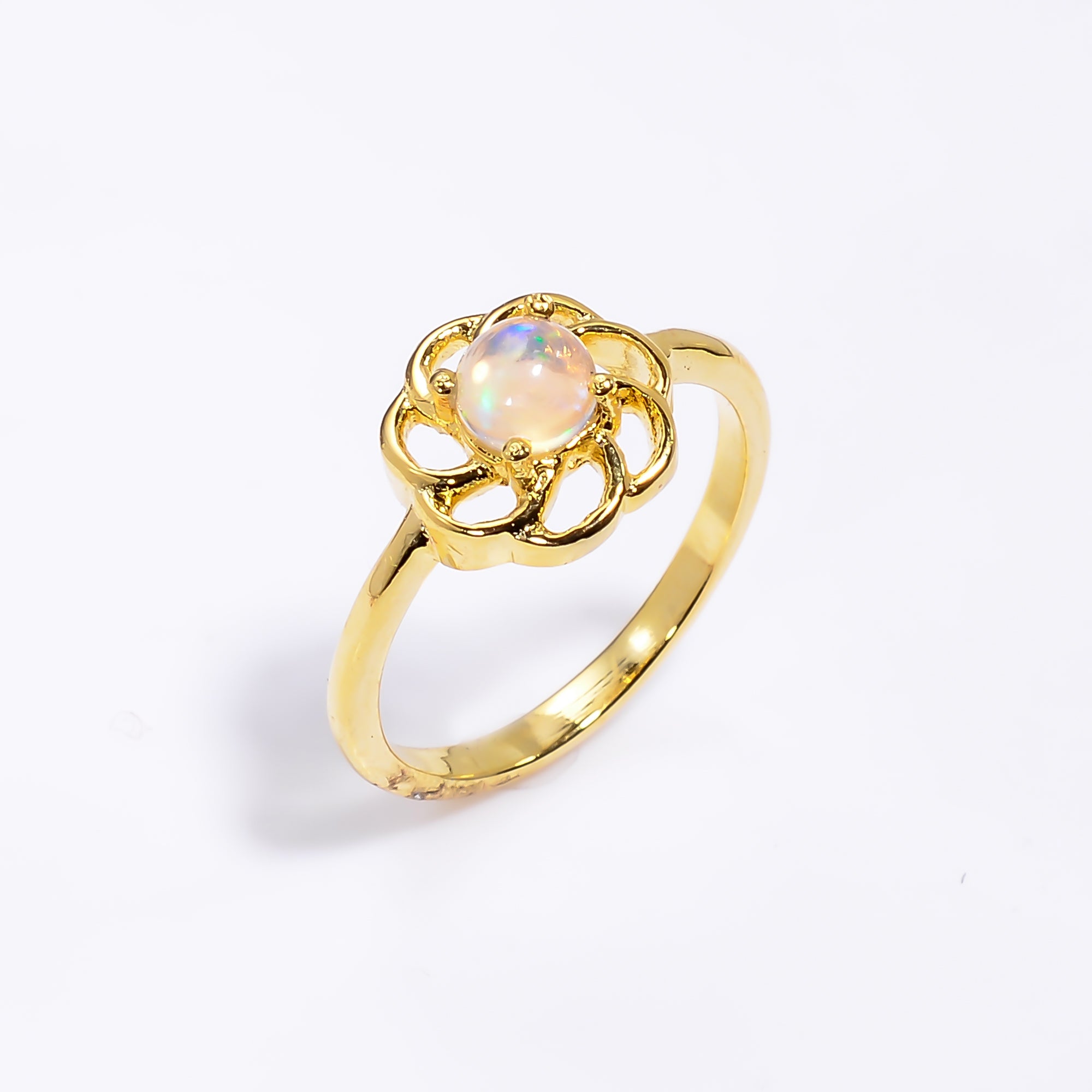 Natural Ethiopian Opal 5mm stud earrings in 925 sterling silver, round opal jewelry for women by Himalya Quartz.