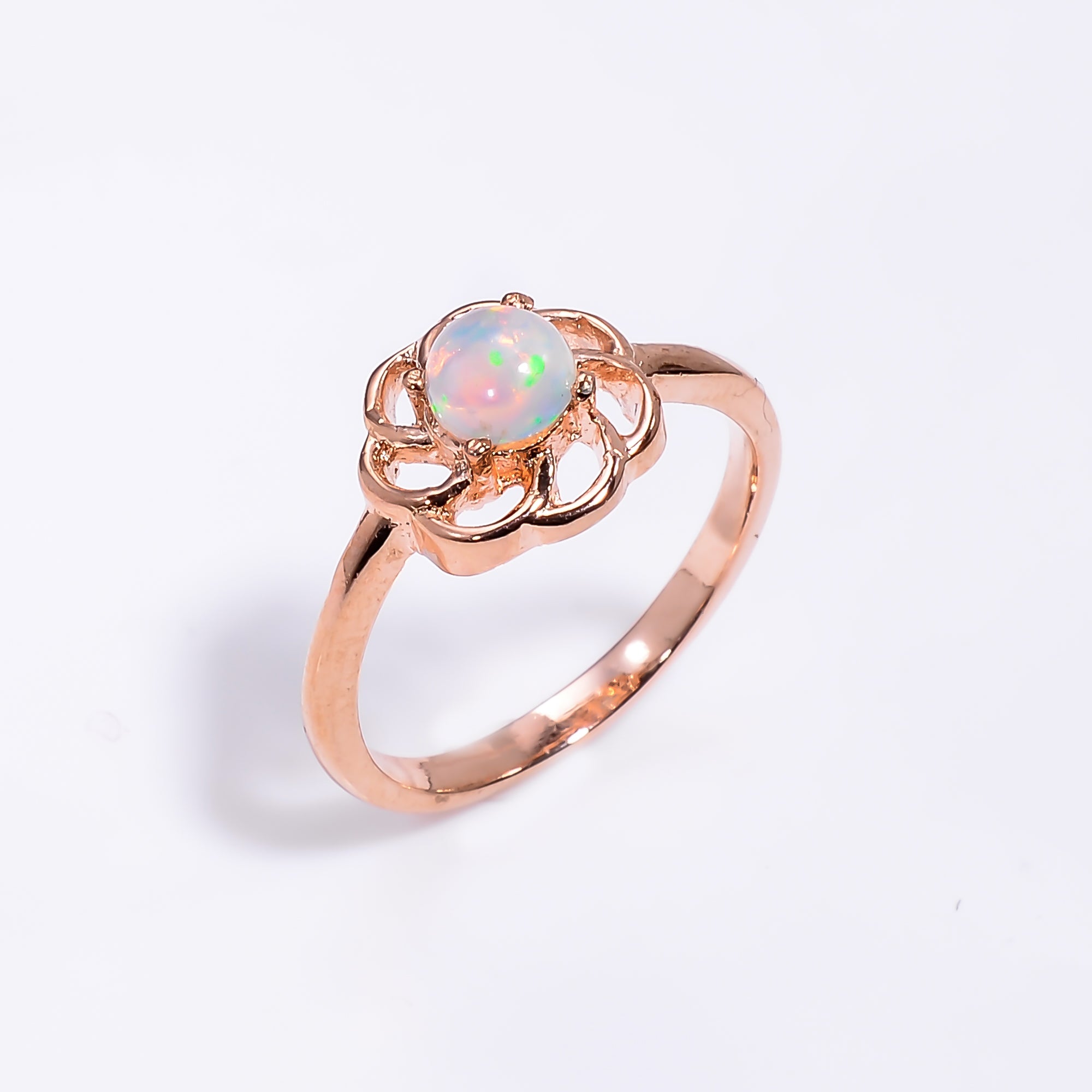 Natural Ethiopian Opal 5mm stud earrings in 925 sterling silver, round opal jewelry for women by Himalya Quartz