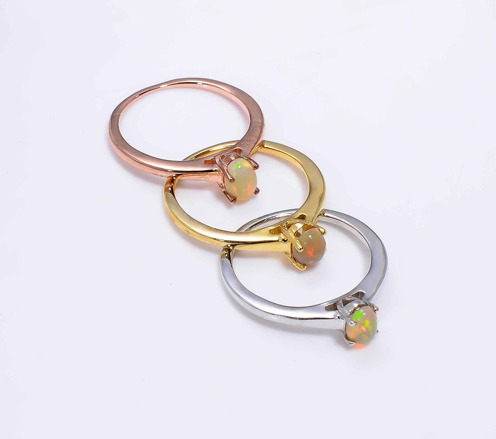 Classic Ethiopian Opal Ring in 925 Sterling Silver, 4x6mm Oval Gemstone Ring for Women