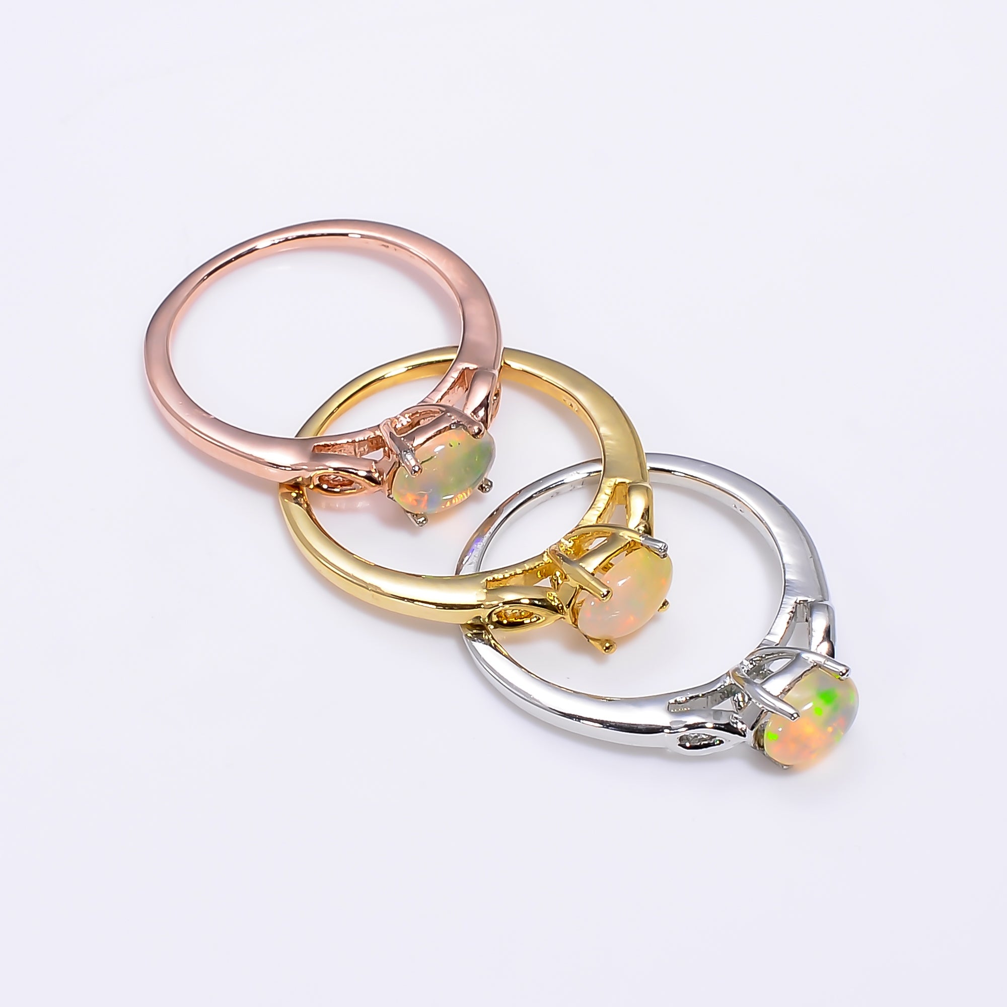 Ethiopian opal ring in 925 sterling silver with a 7x5mm oval fire opal, designed for women, by Himalya Quartz.