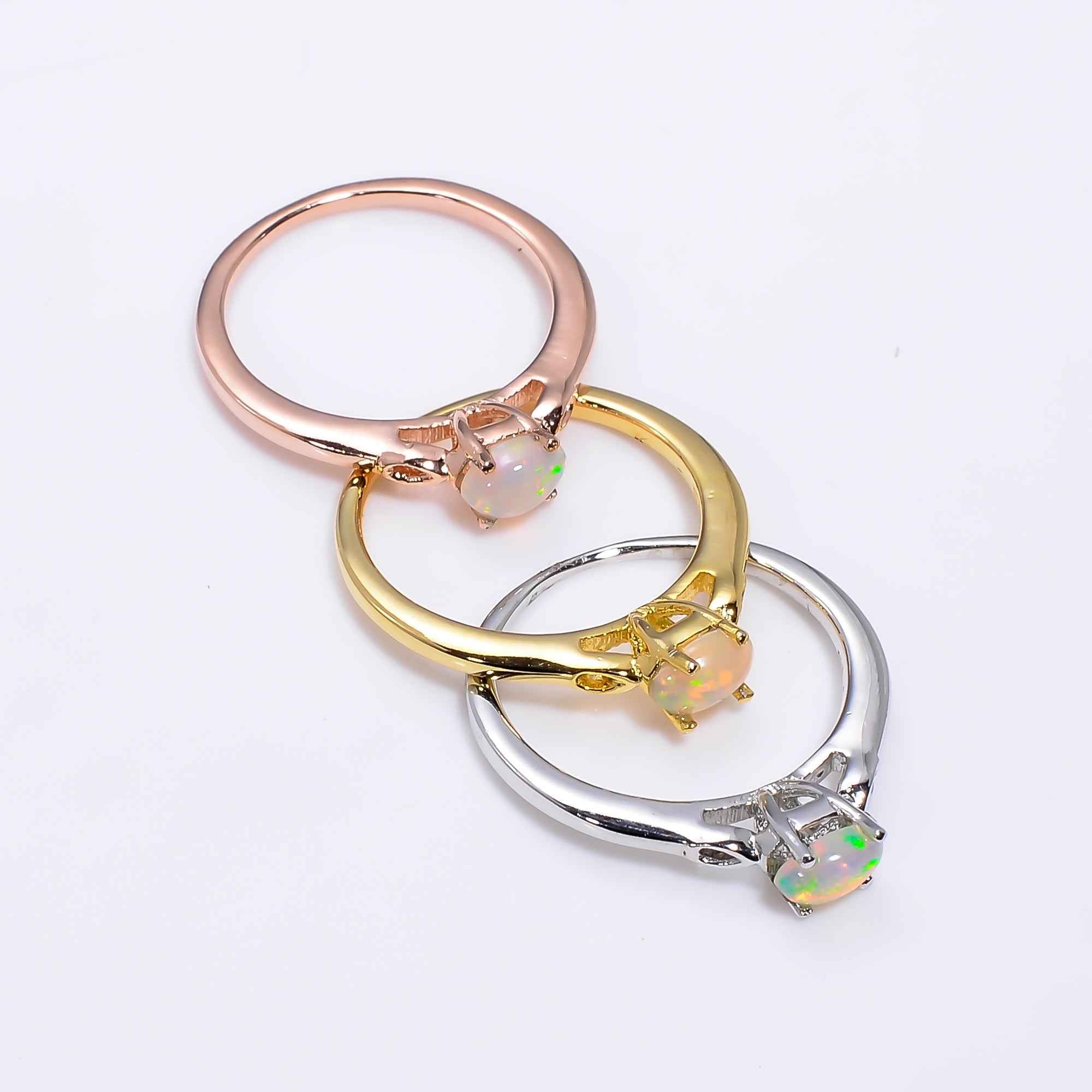 Artisan Ethiopian Opal Ring in 925 Sterling Silver, 6x4mm Oval Fire Opal Jewelry for Women