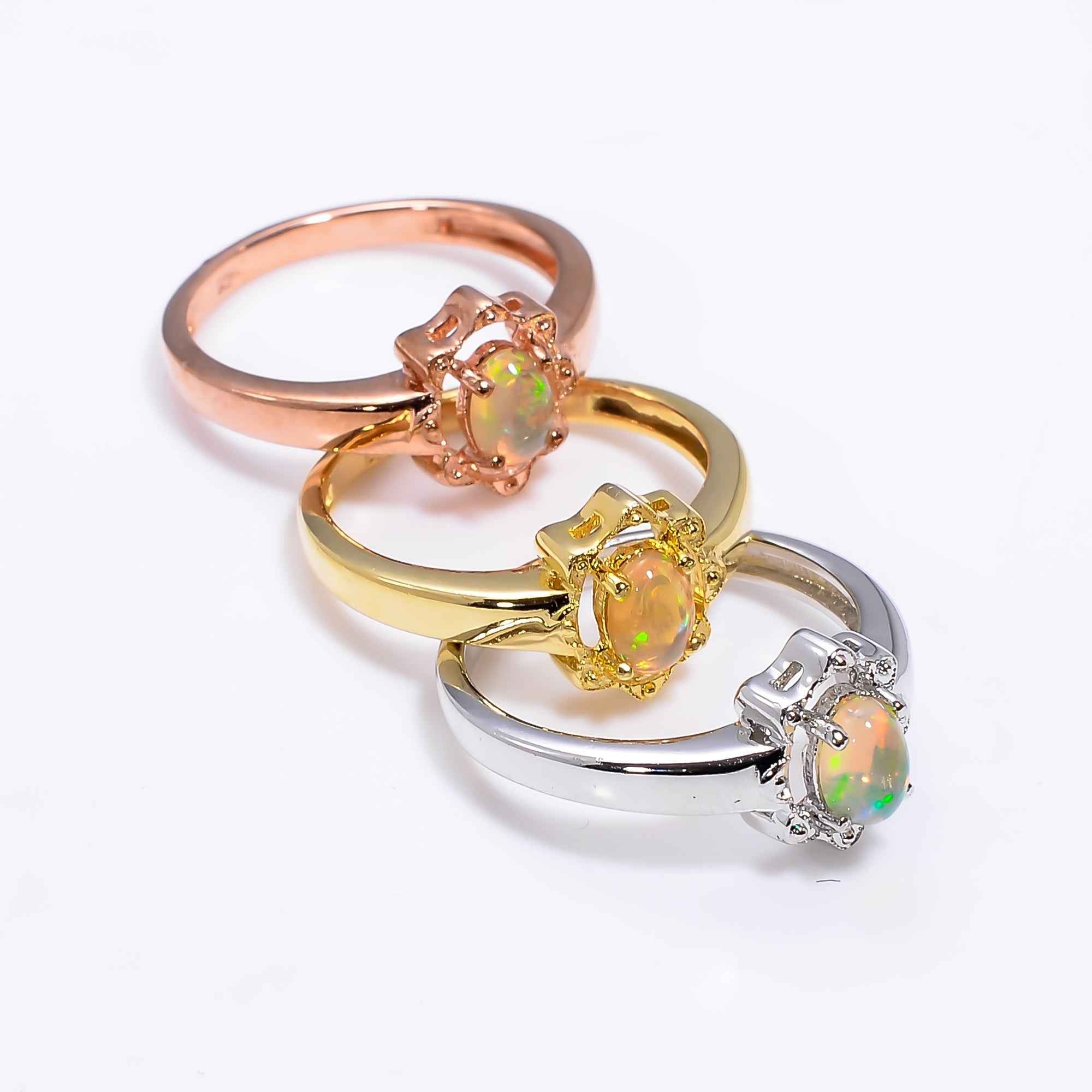 Natural Ethiopian Opal Ring 4x6mm Oval 925 Sterling Silver Handmade Minimalist Gemstone Ring Gift for Women