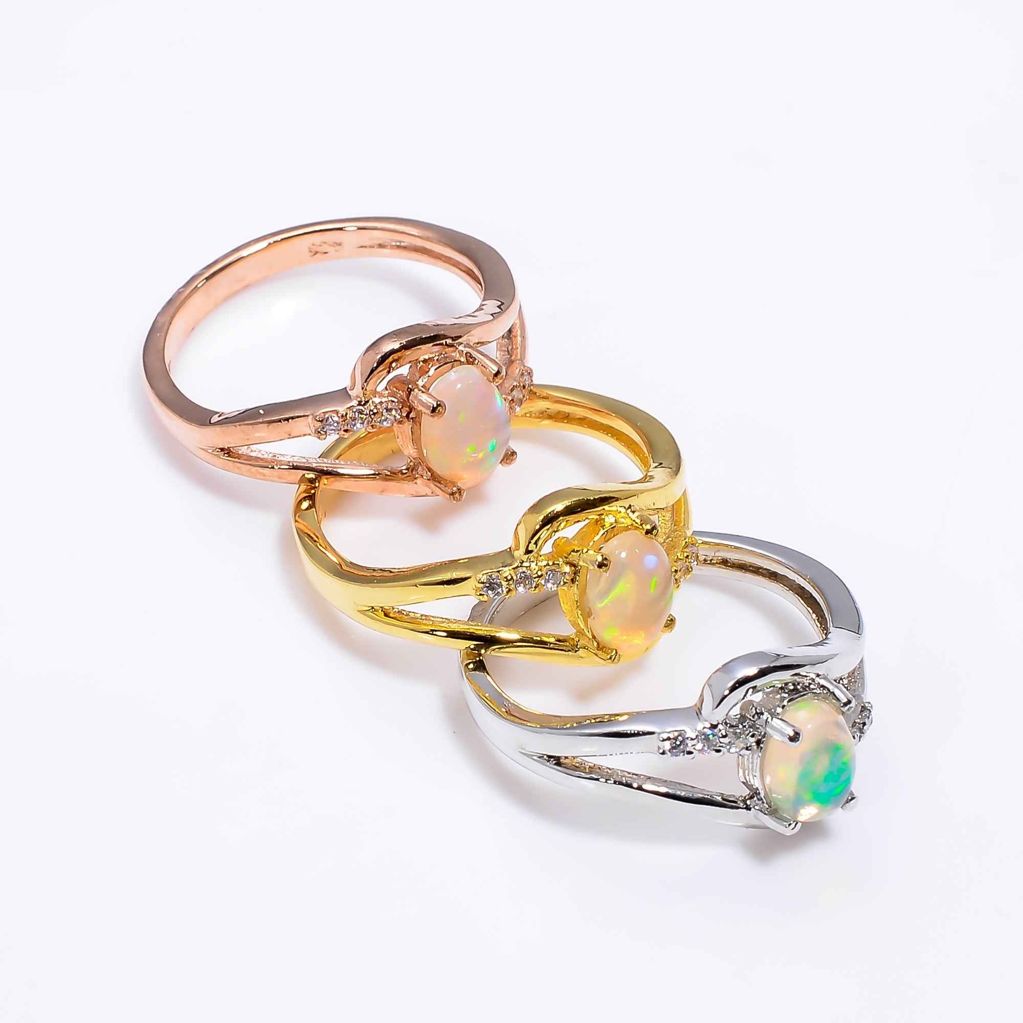 Ethiopian Opal Ring 7x5mm Oval 925 Sterling Silver Birthstone Jewelry for Women