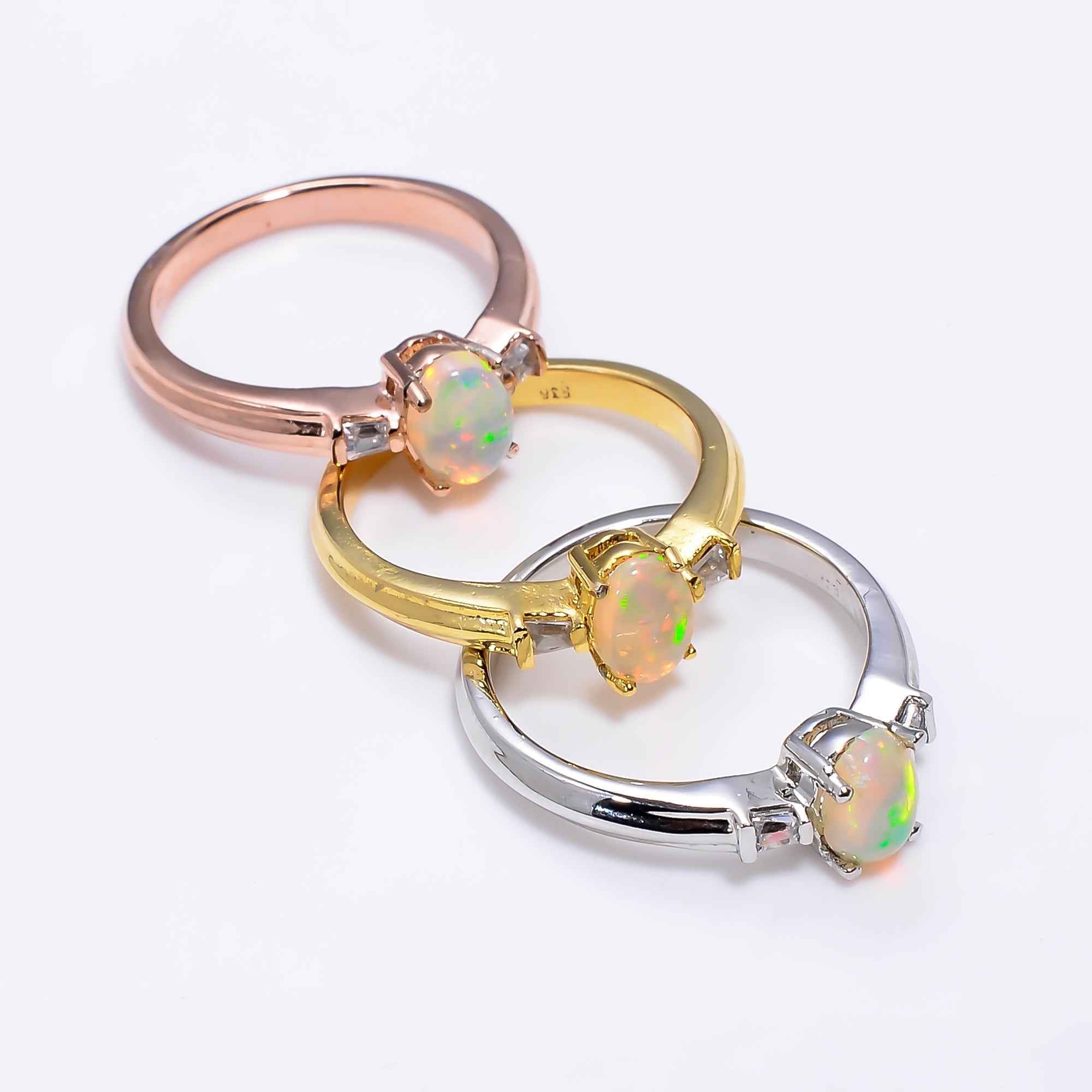 Natural Fire Opal Ring 7x5mm Oval 925 Sterling Silver Artisan Handmade Jewelry for Women