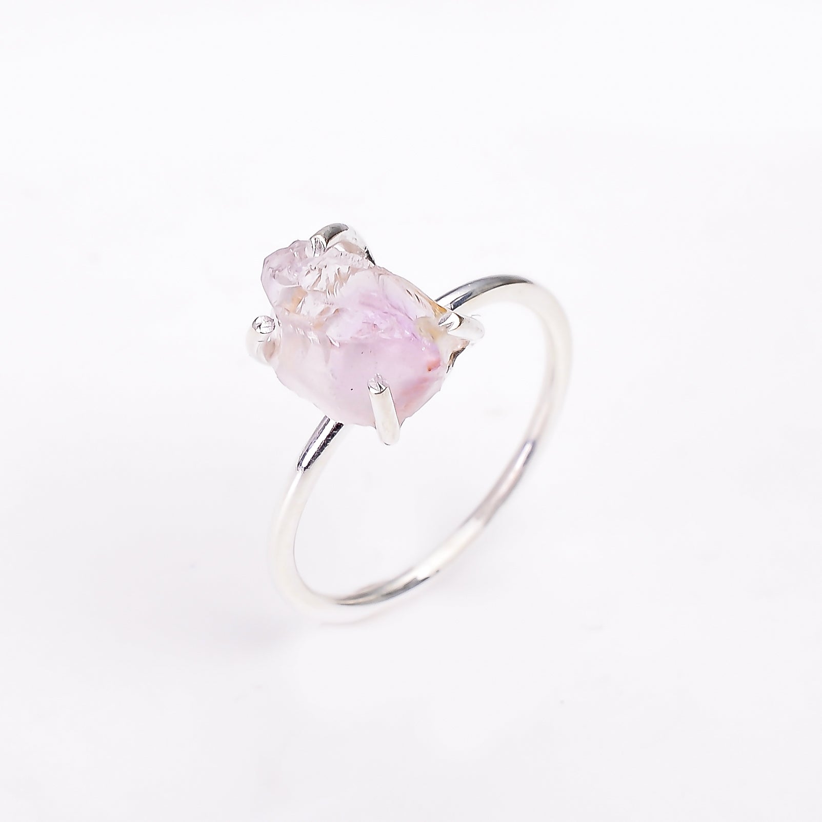Amethyst Rough Stone Ring Adjustable 925 Sterling Silver Natural Gemstone Jewelry