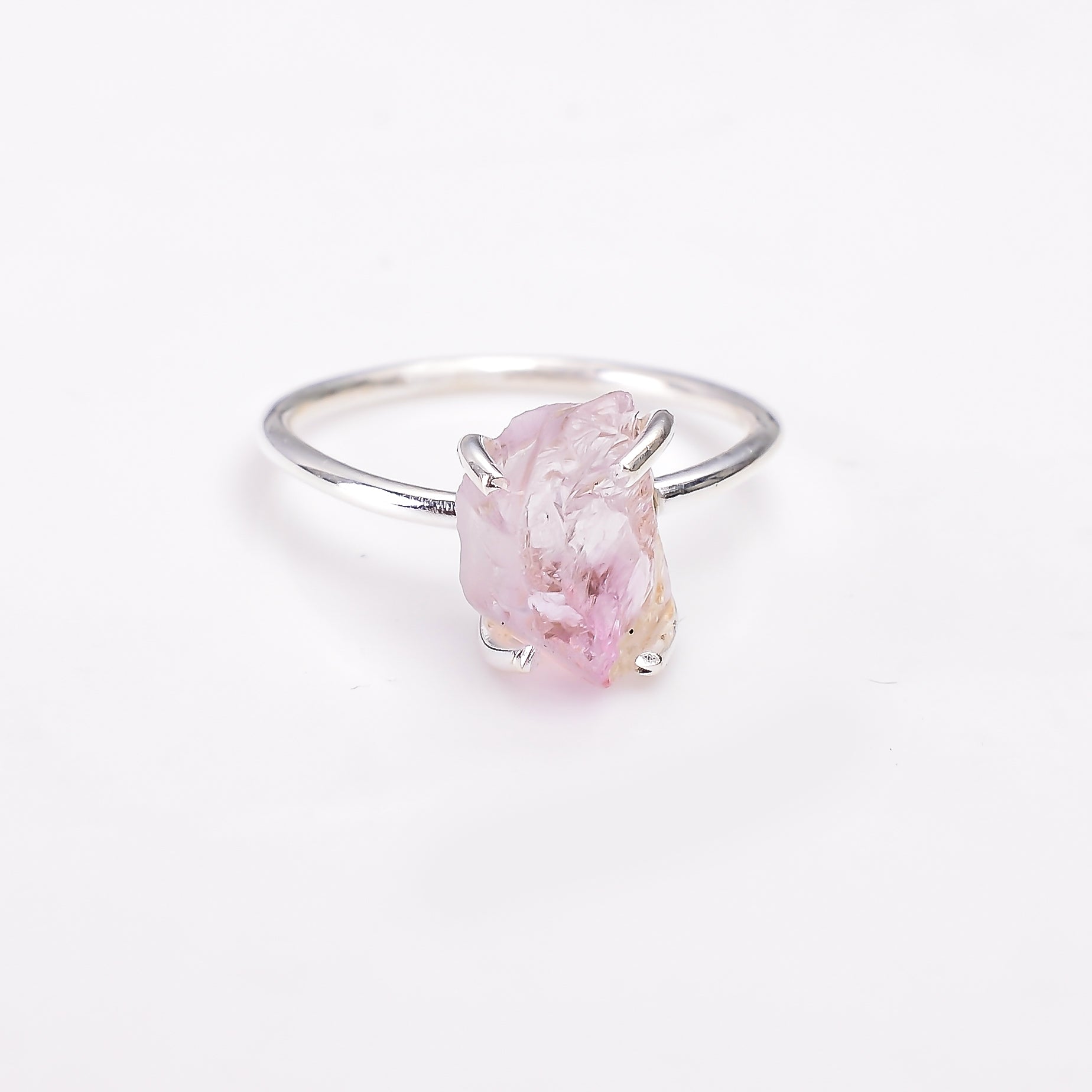 Amethyst Rough Stone Ring Adjustable 925 Sterling Silver Natural Gemstone Jewelry