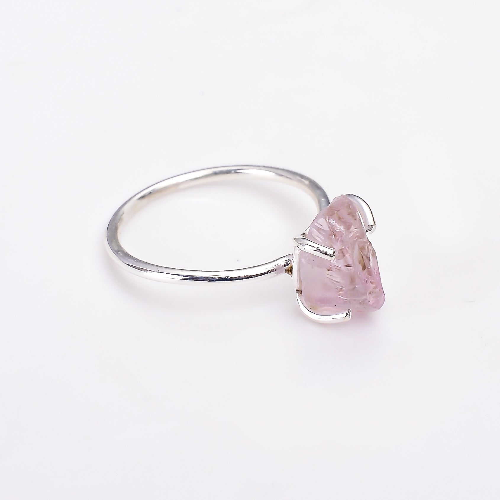Amethyst Rough Stone Ring Adjustable 925 Sterling Silver Natural Gemstone Jewelry