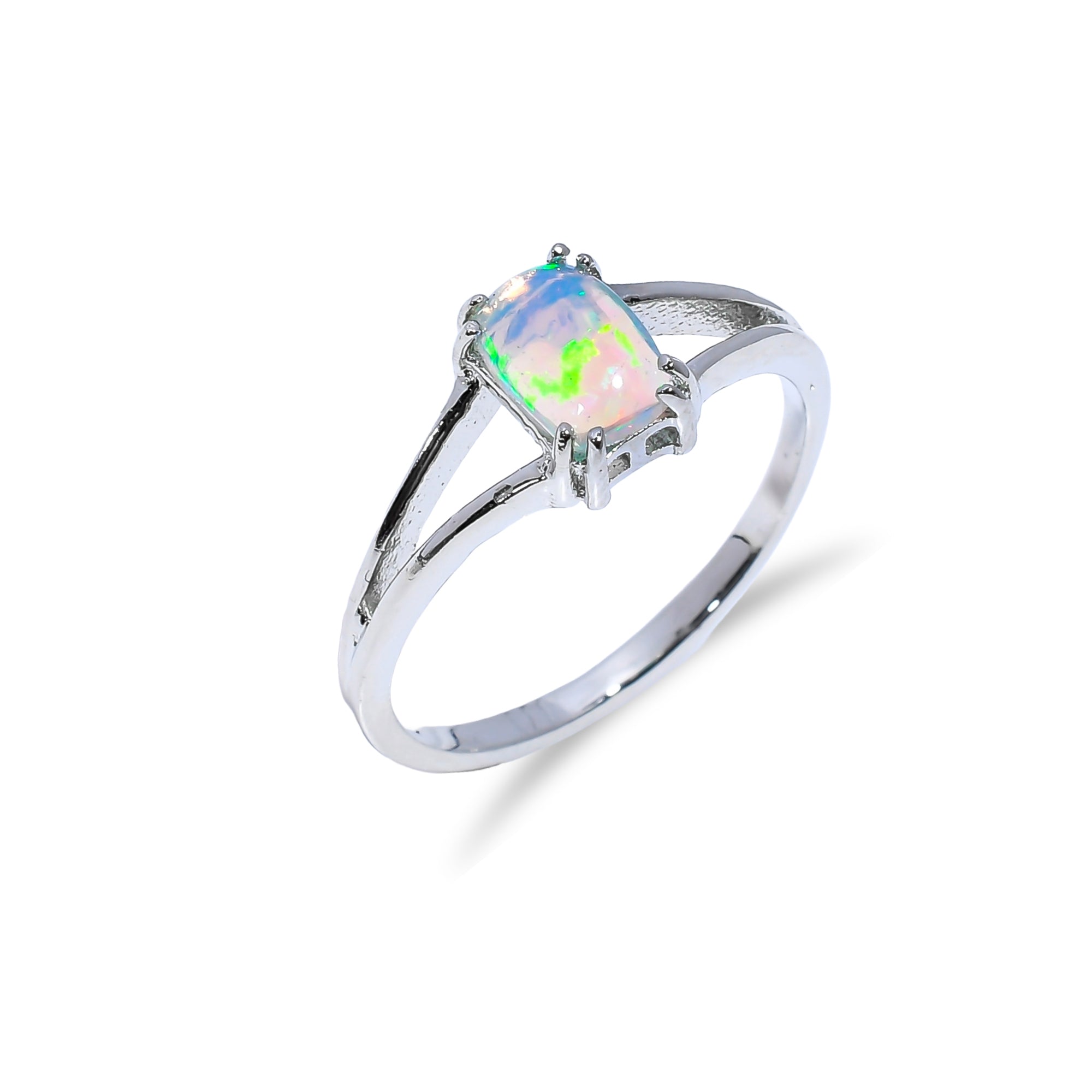Oval Ethiopian Opal ring in 925 sterling silver featuring a 7x5mm fire opal, handmade for women with a sleek, elegant design.