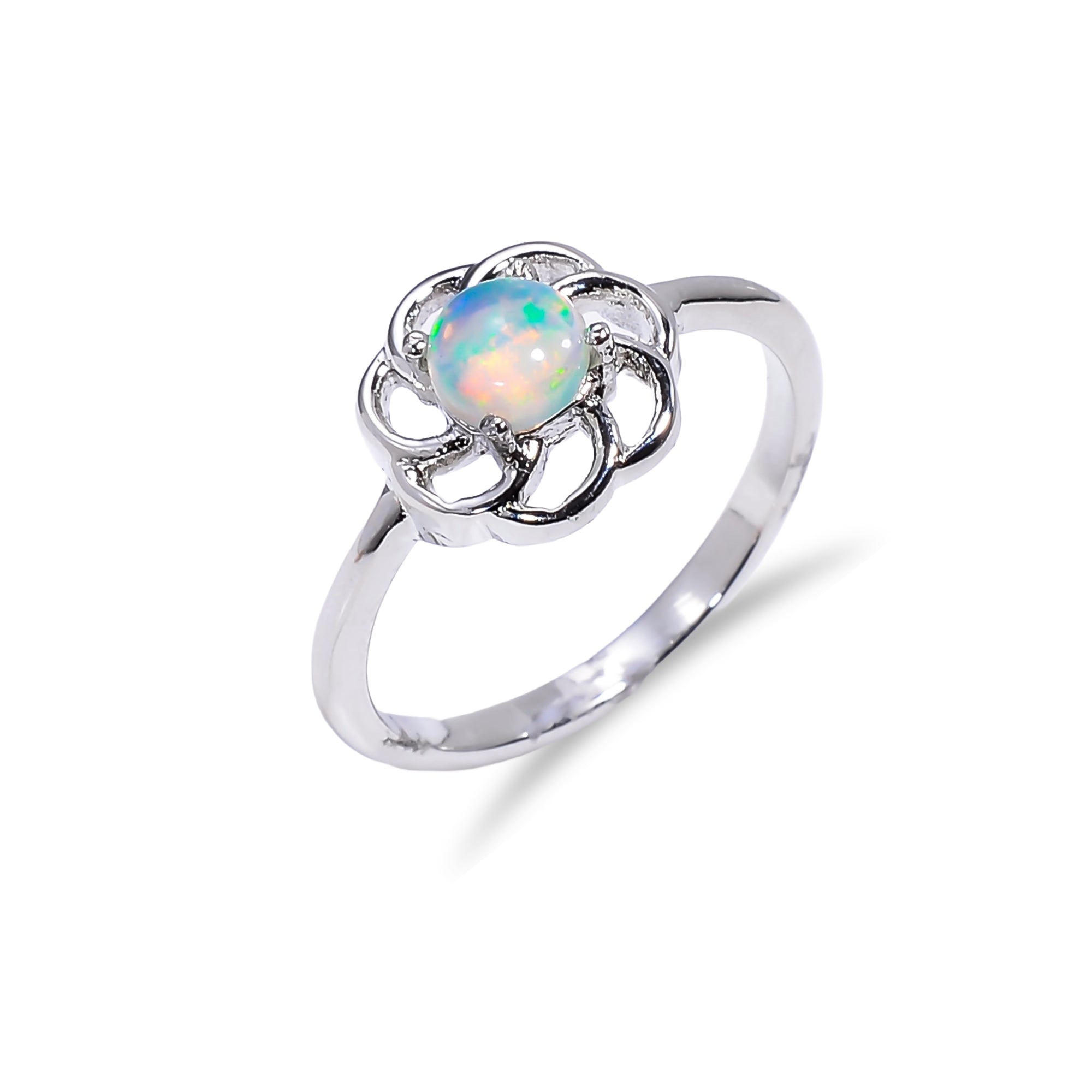 Ethiopian opal stud earrings in 925 sterling silver featuring round opal gemstones, elegant jewelry for women.