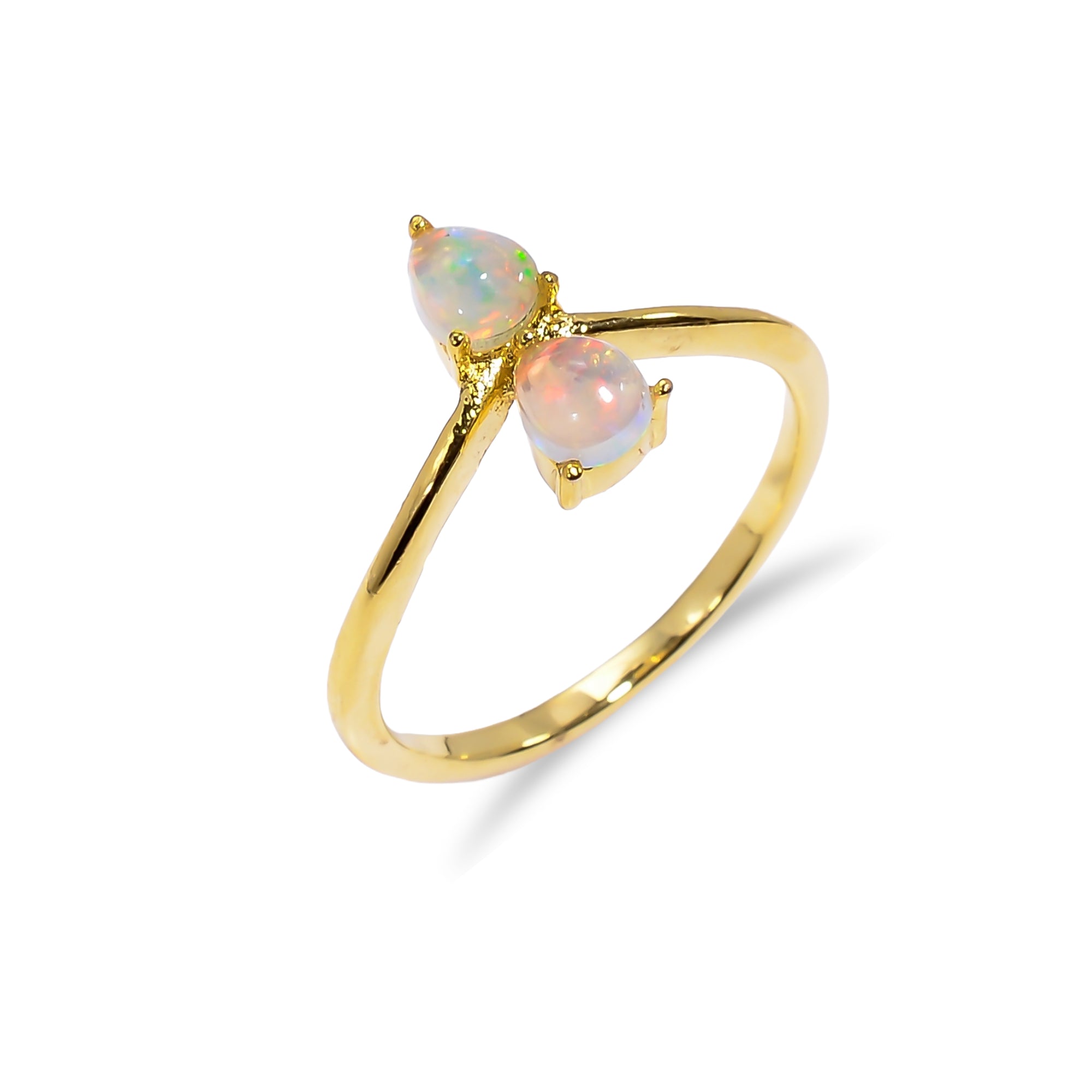 Ethiopian opal ring in 925 sterling silver with a 3x5mm natural opal, elegant women's opal ring by Himalya Quartz.
