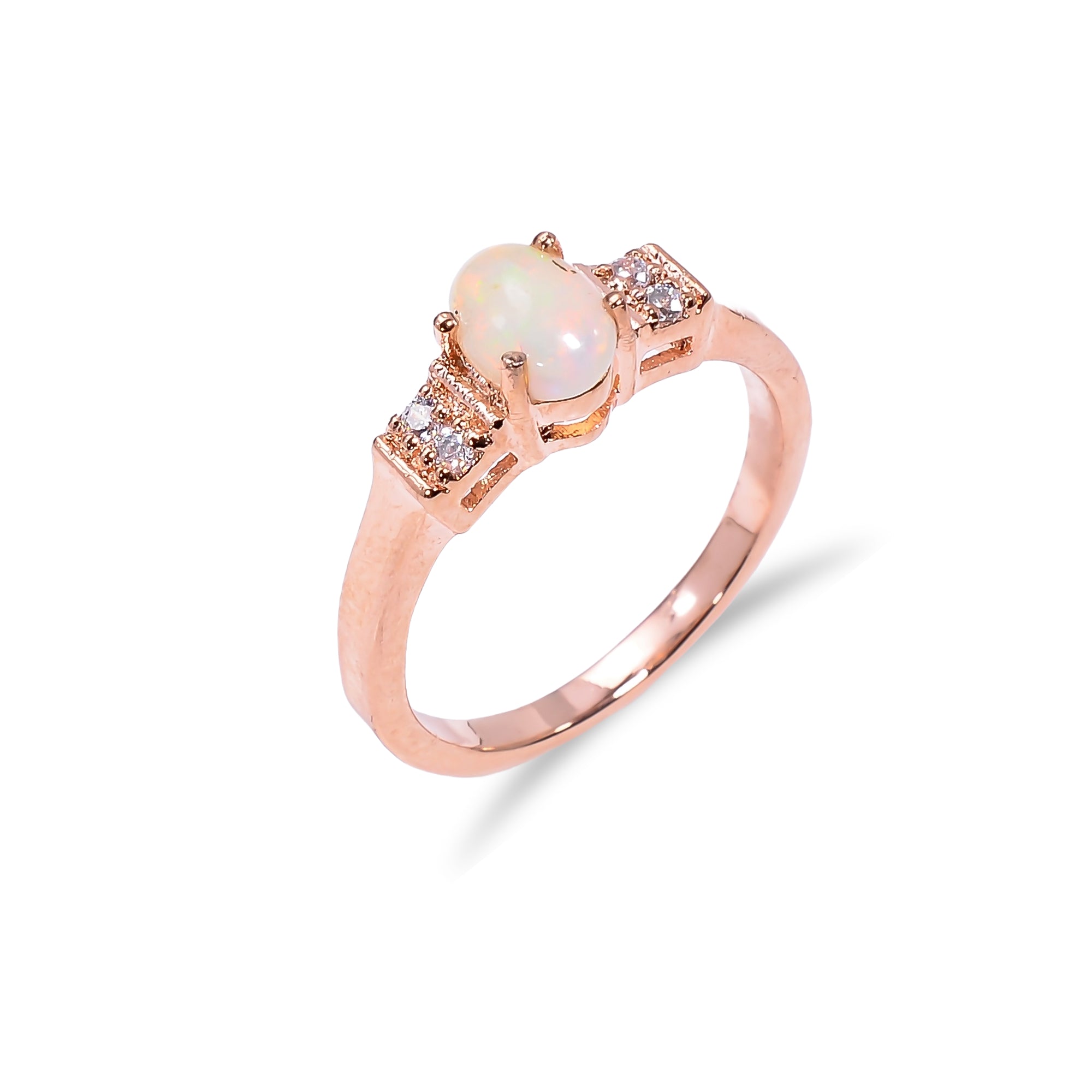 Elegant Ethiopian opal ring with 7x5mm oval gemstone set in 925 silver, handmade jewelry for everyday wear by Himalya Quartz