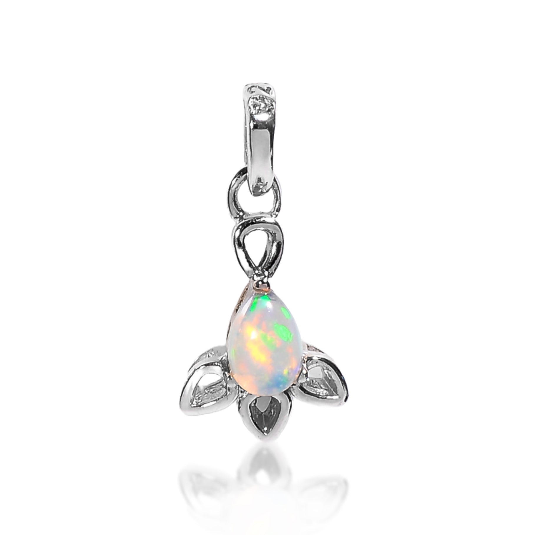 Natural Opal Necklace 4x6mm Pear Cabochon Pendant 925 Sterling Silver Solitaire Gemstone Jewelry
