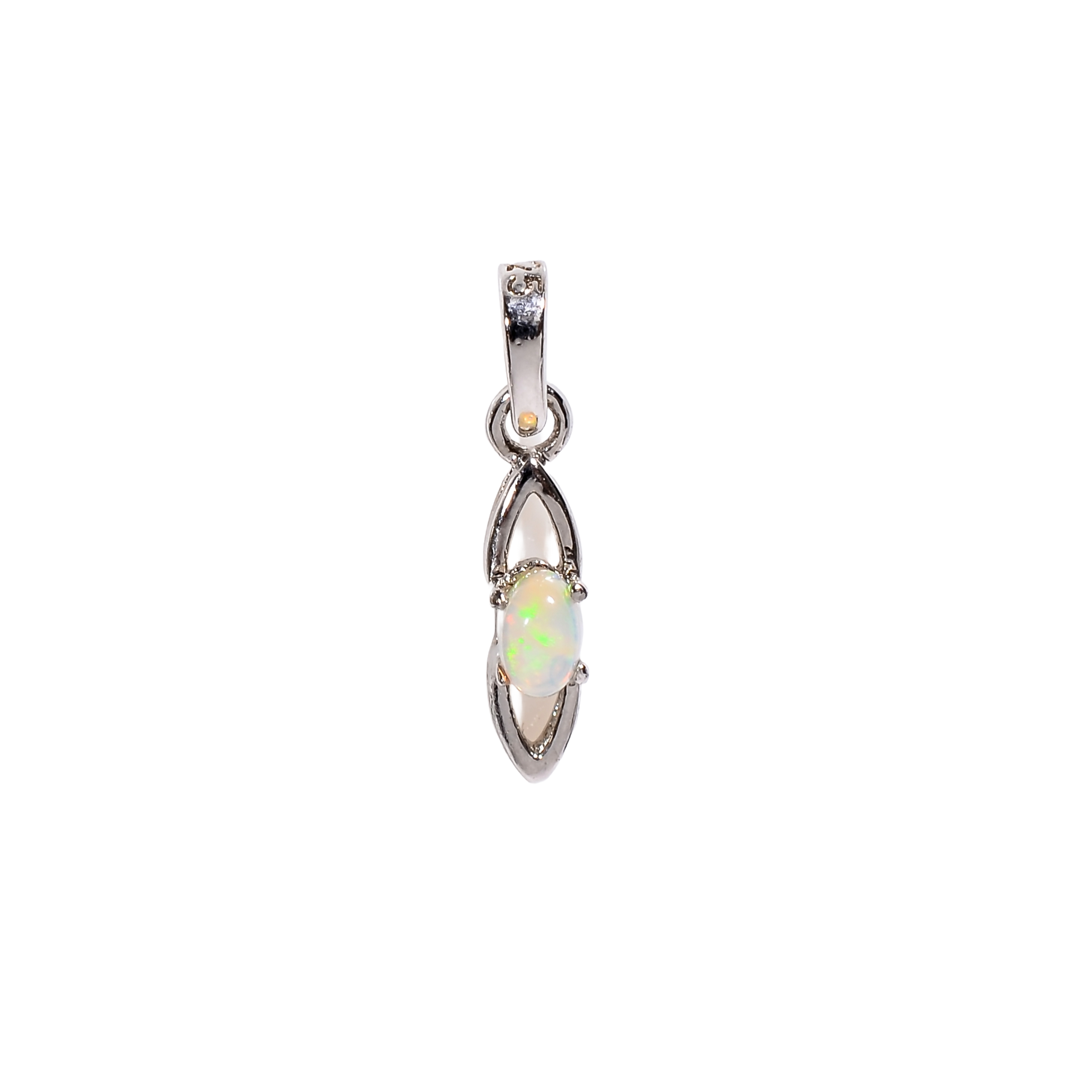 Opal Oval Pendant 3x5mm Gem Cabochon 925 Sterling Silver Color Flash Jewelry for Her
