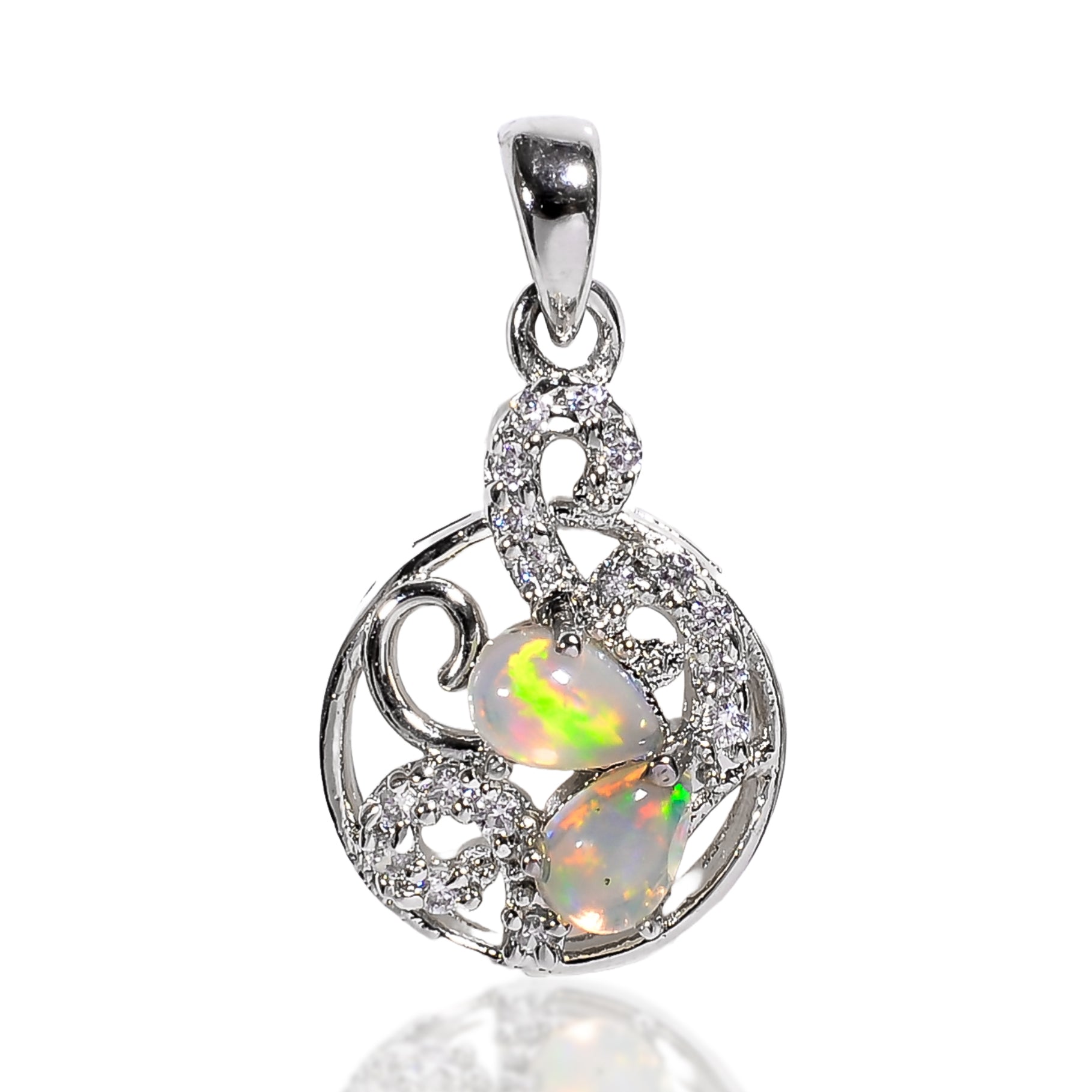 Opal Pendant 6x4mm Pear Cabochon 925 Silver Aurora Collection Celestial Inspired Fashion Accessory