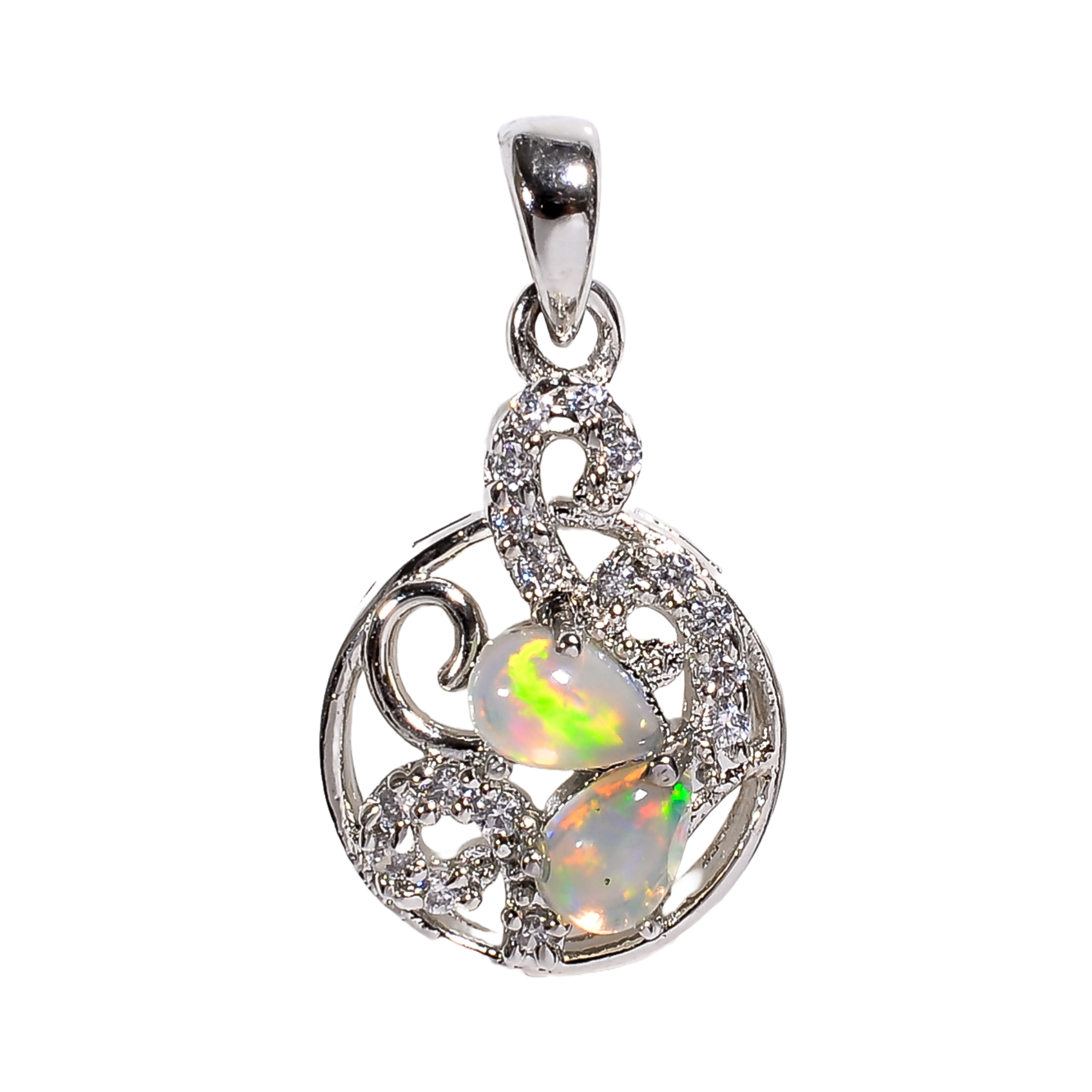 Opal Pendant 6x4mm Pear Cabochon 925 Silver Aurora Collection Celestial Inspired Fashion Accessory