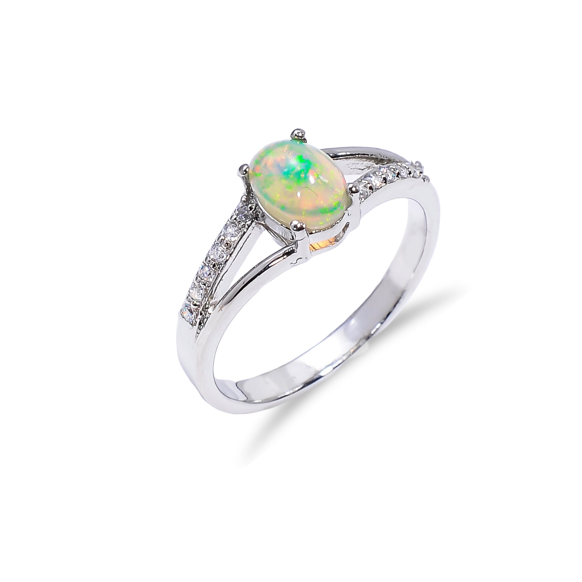 Vintage Ethiopian opal ring with 7x5mm oval fire opal set in 925 sterling silver, designed for women.