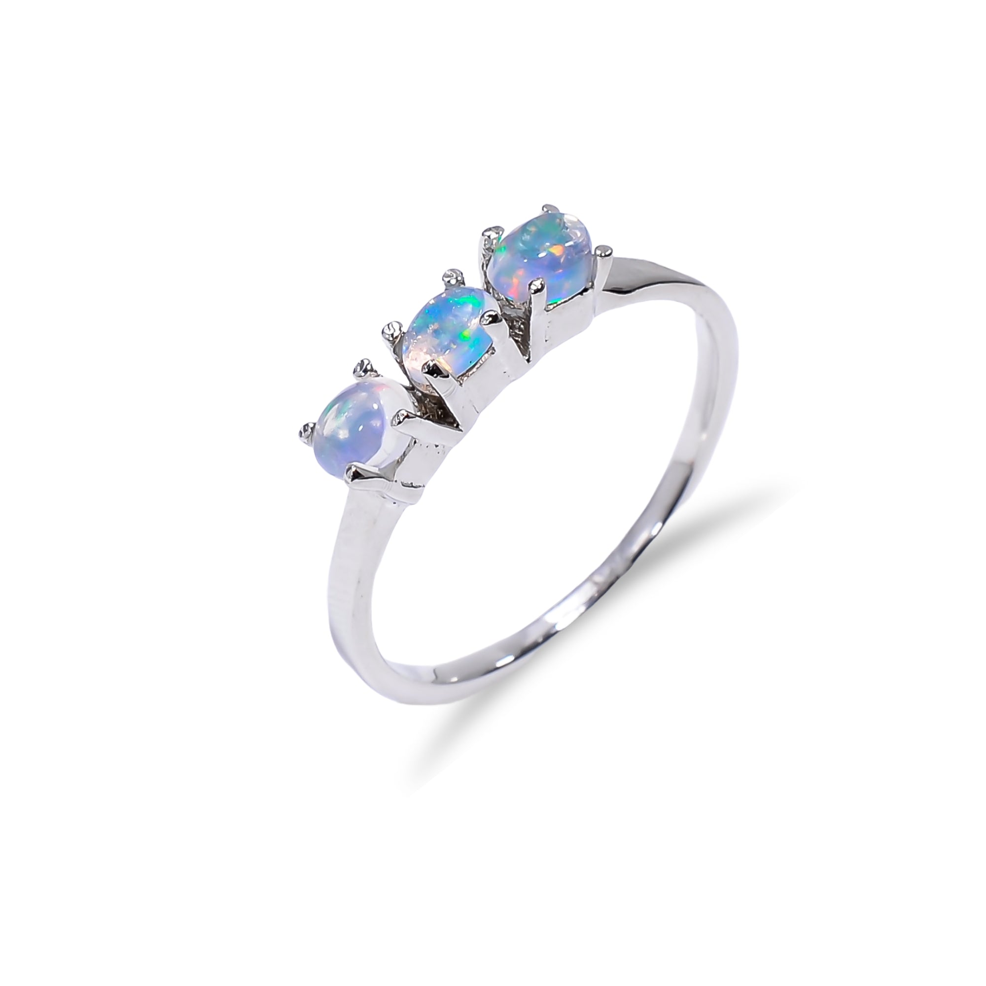 Oval Ethiopian Opal ring in 925 sterling silver with a 3x4mm natural opal, handmade women's OPAL RING by Himalya Quartz