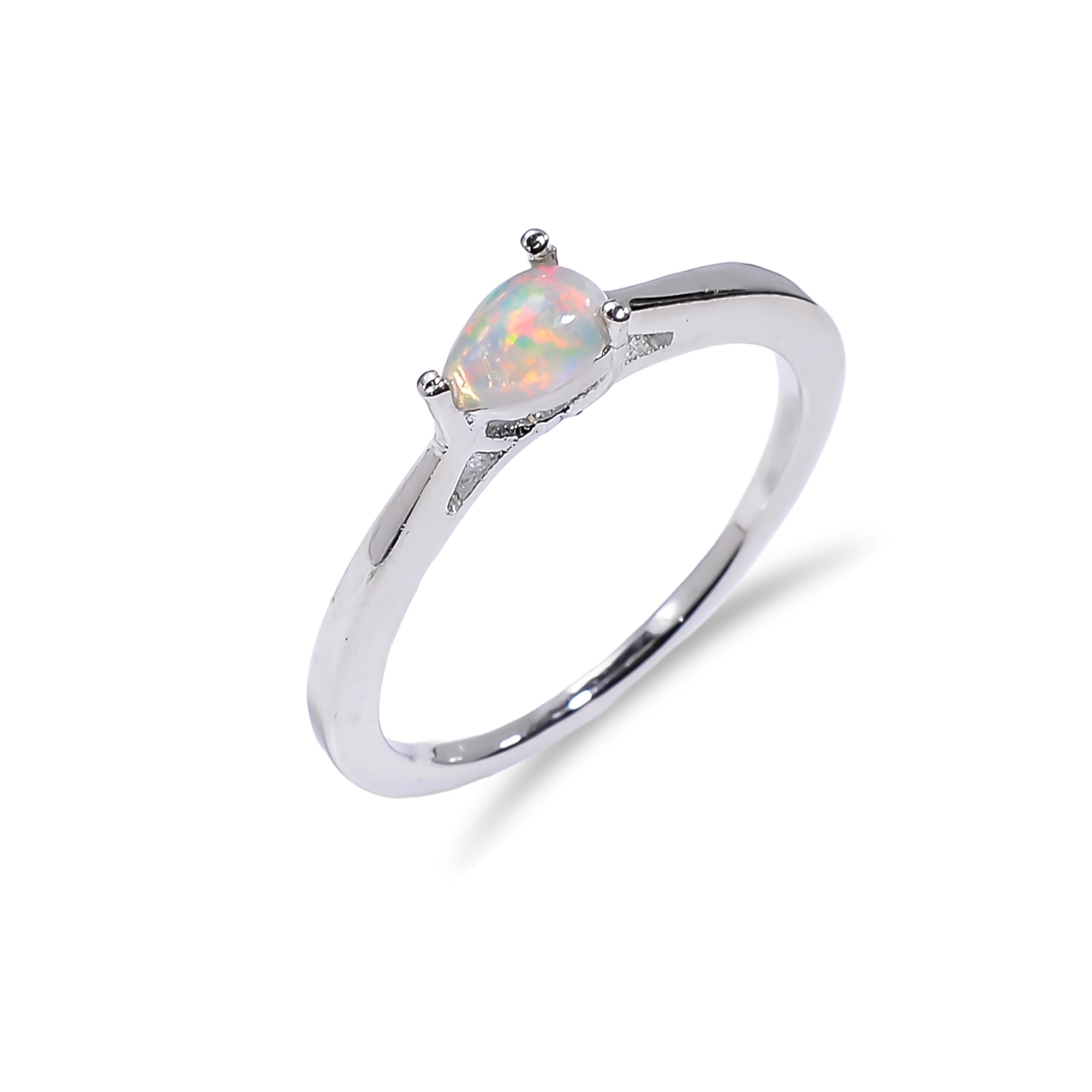 Ethiopian Opal ring in 925 silver with 6x4mm opal gemstone, stylish statement jewelry for women by Himalya Quartz