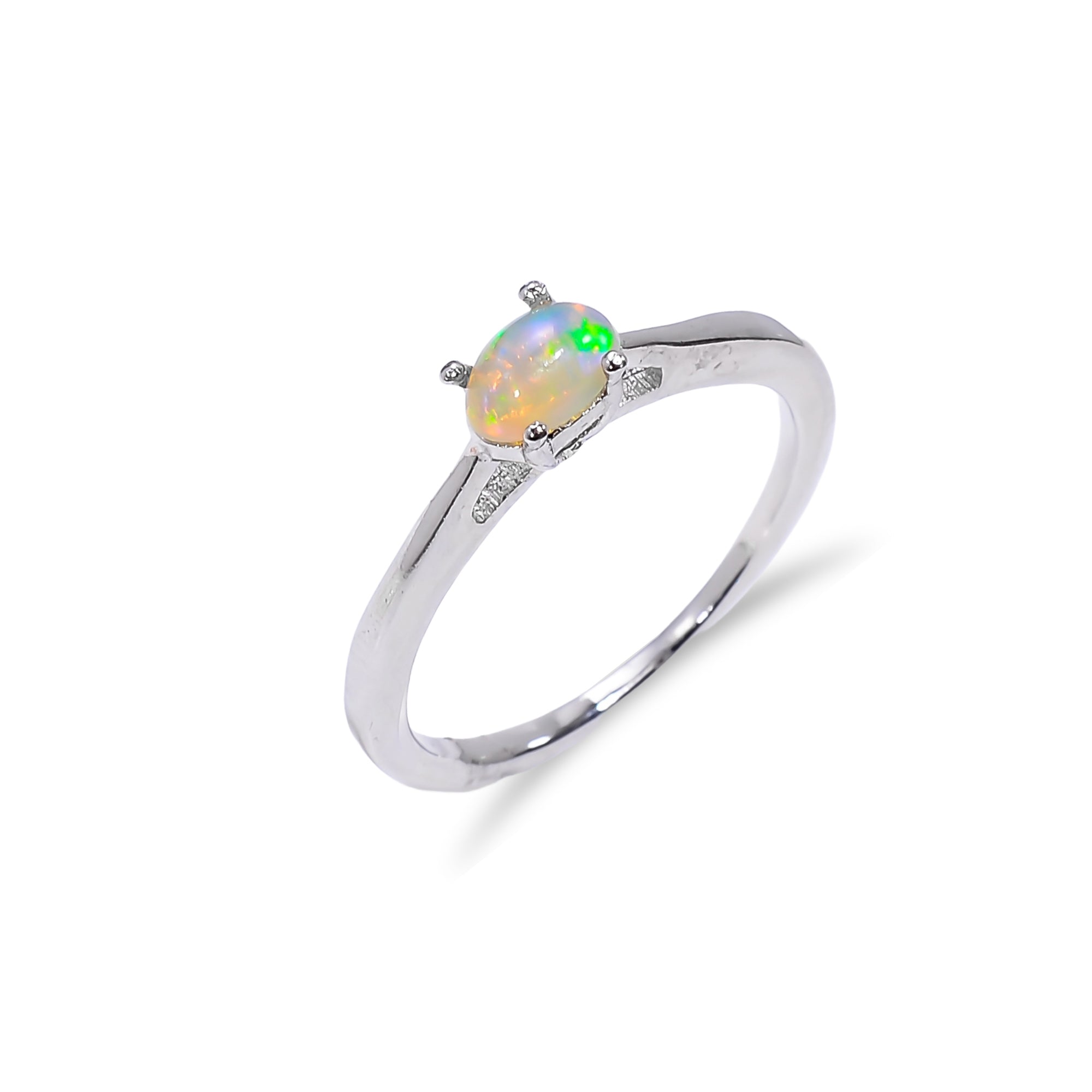 Himalya Quartz Ethiopian Opal ring for women with fire opal, set in 925 sterling silver, ideal for wedding or engagement jewelry.